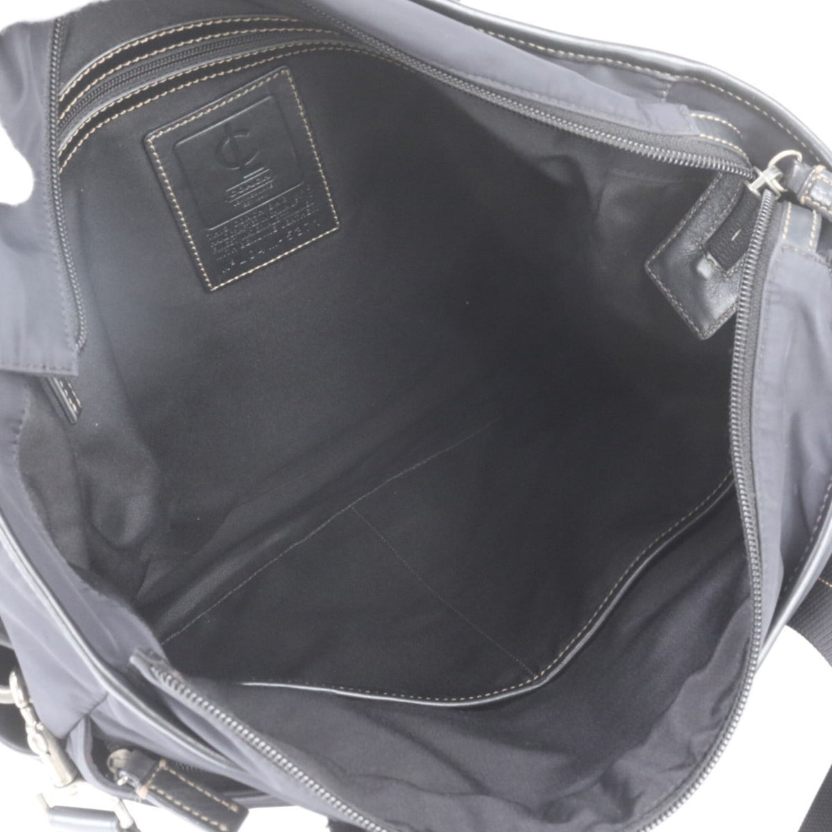 Coach Black Leather Nylon Messenger Bag Shoulder Bag Tote Bag (Pre-Owned)