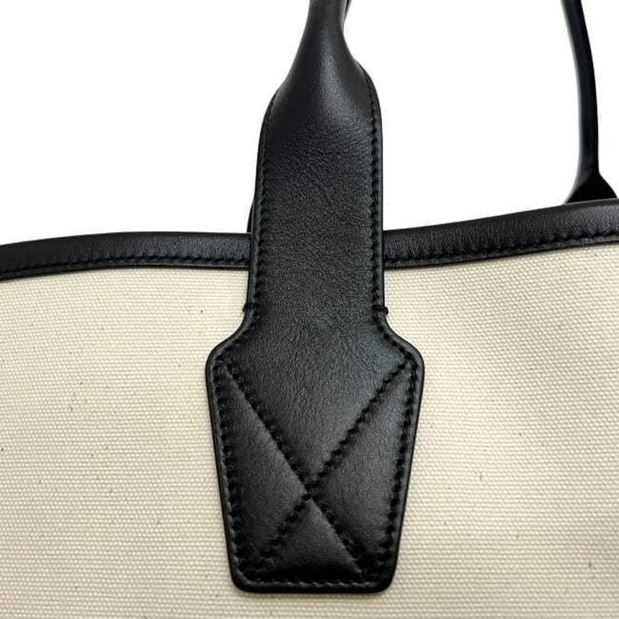 Balenciaga Black White Canvas Leather Tote Bag (Pre-Owned)
