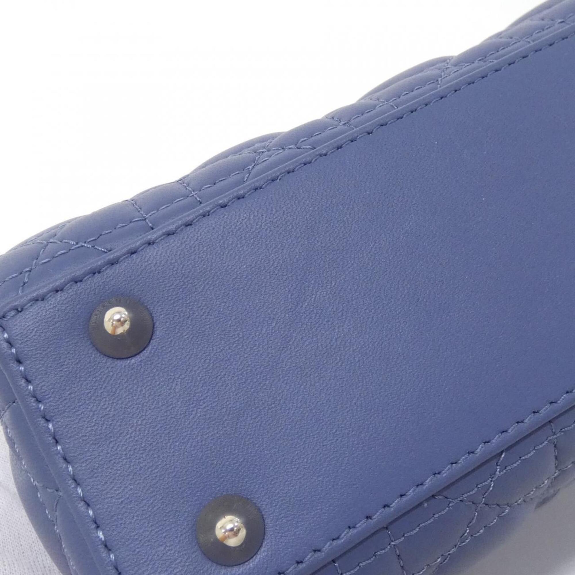 Christian Dior Lady Dior Blue Leather Handbag (Pre-Owned)
