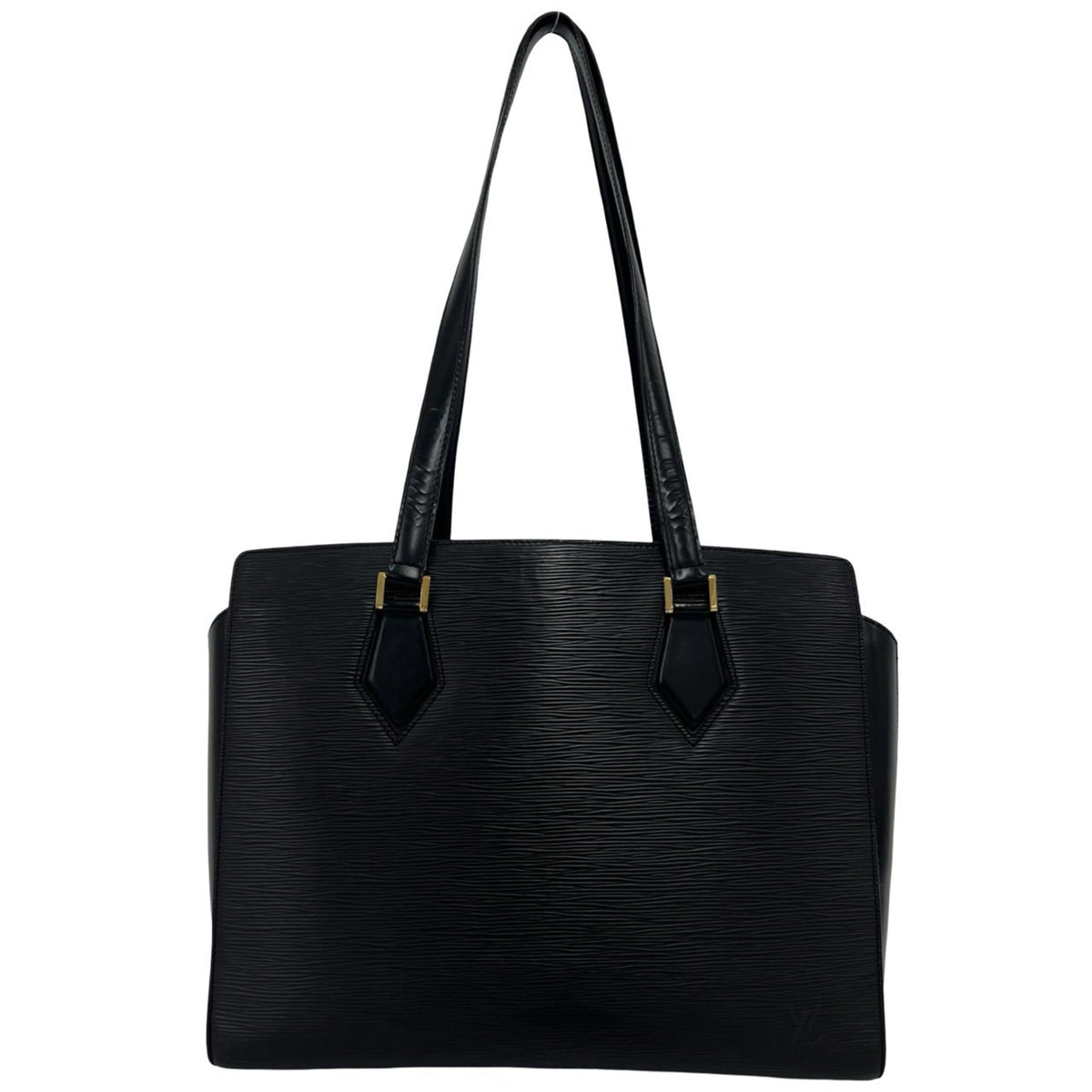 Louis Vuitton Black Leather Shoulder Bag Tote Bag (Pre-Owned)