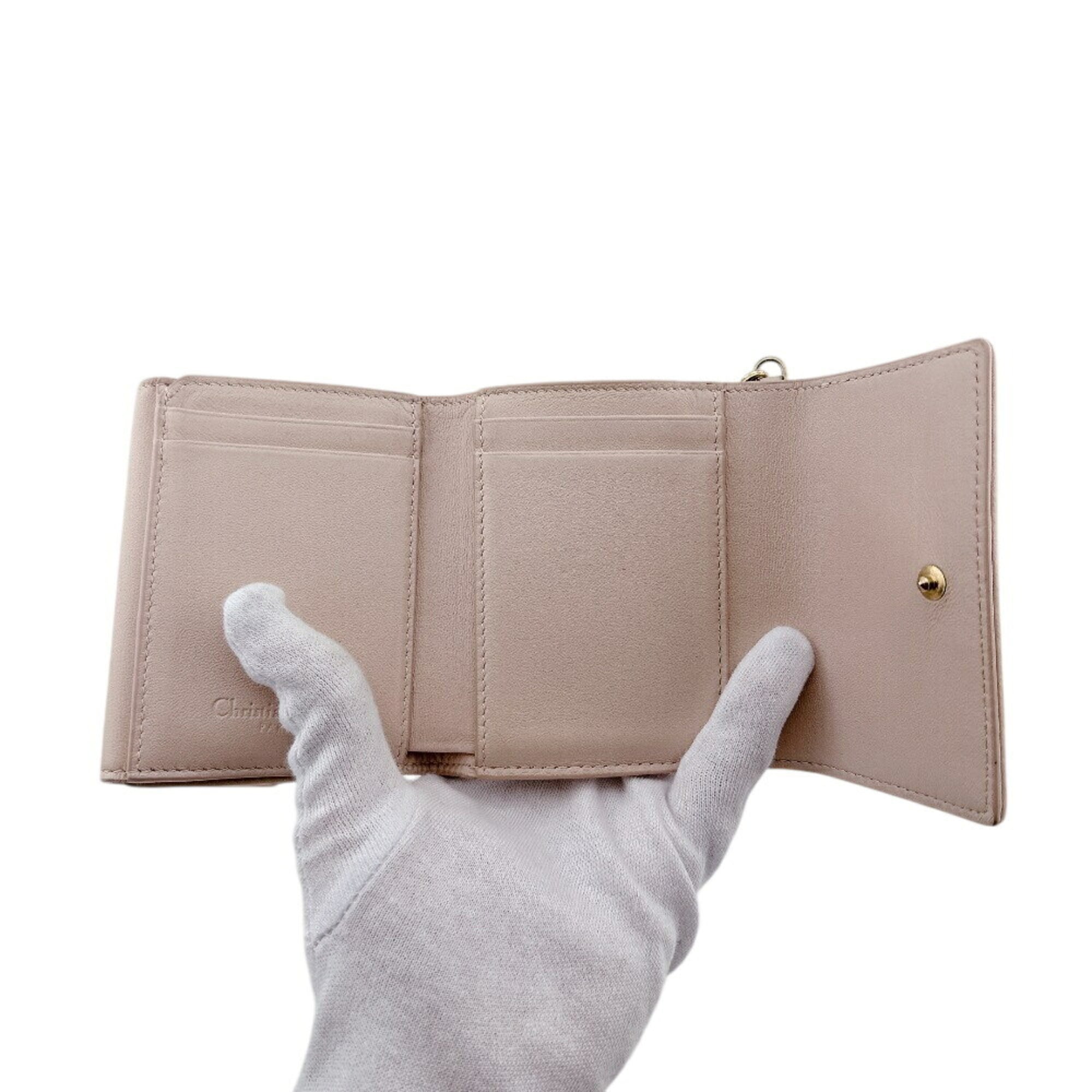 Christian Dior Pink Leather Wallet (Tri-Fold) (Pre-Owned)
