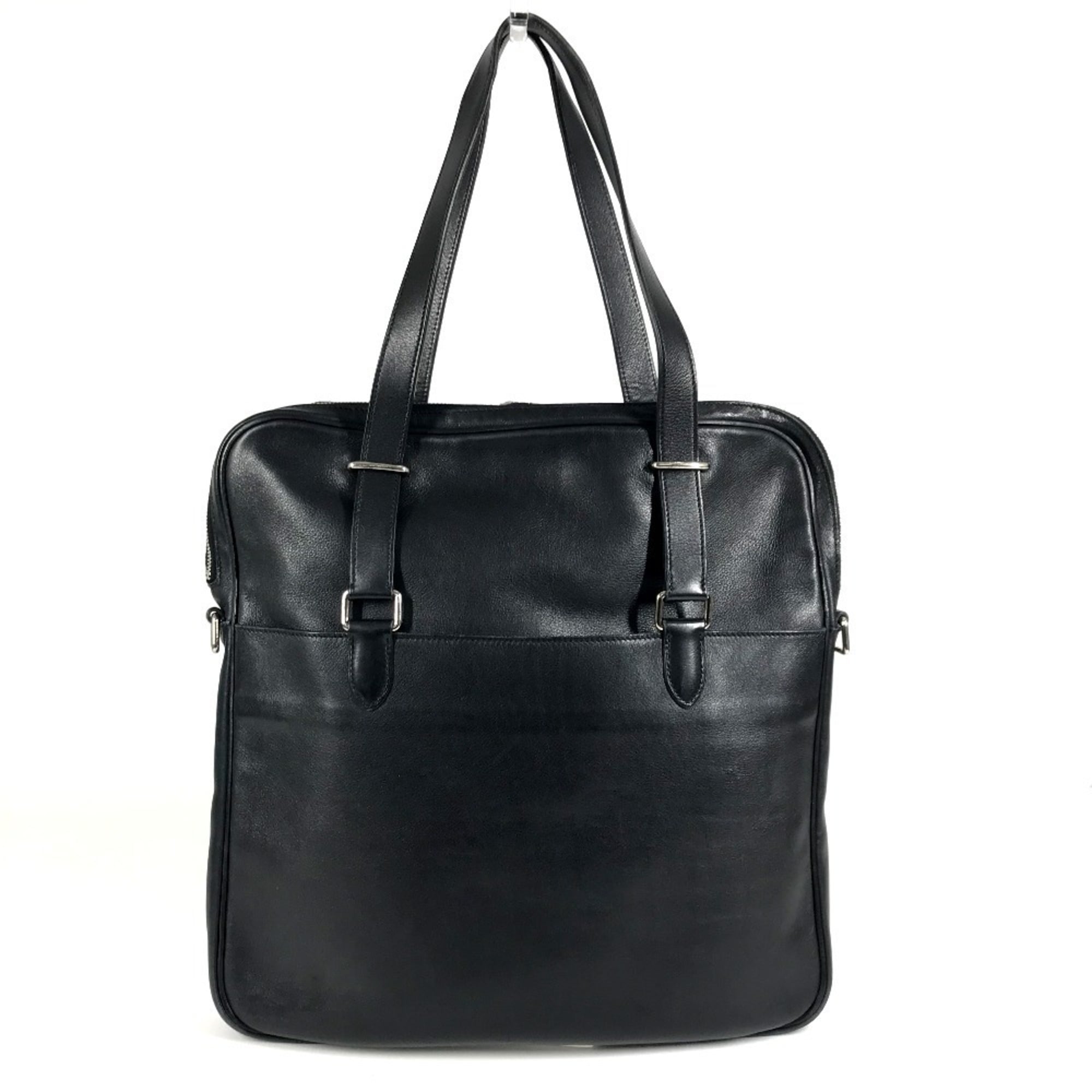 Hermes Black Leather Handbag Shoulder Bag Tote Bag (Pre-Owned)