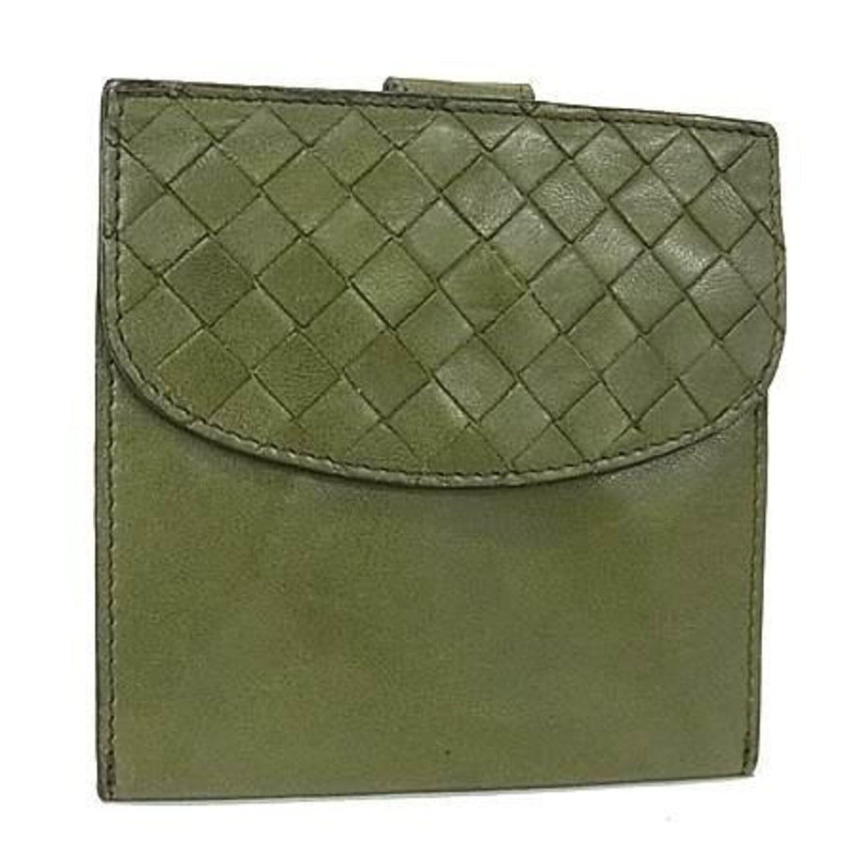 Bottega Veneta Intrecciato Khaki Leather Wallet (Bi-Fold) (Pre-Owned)