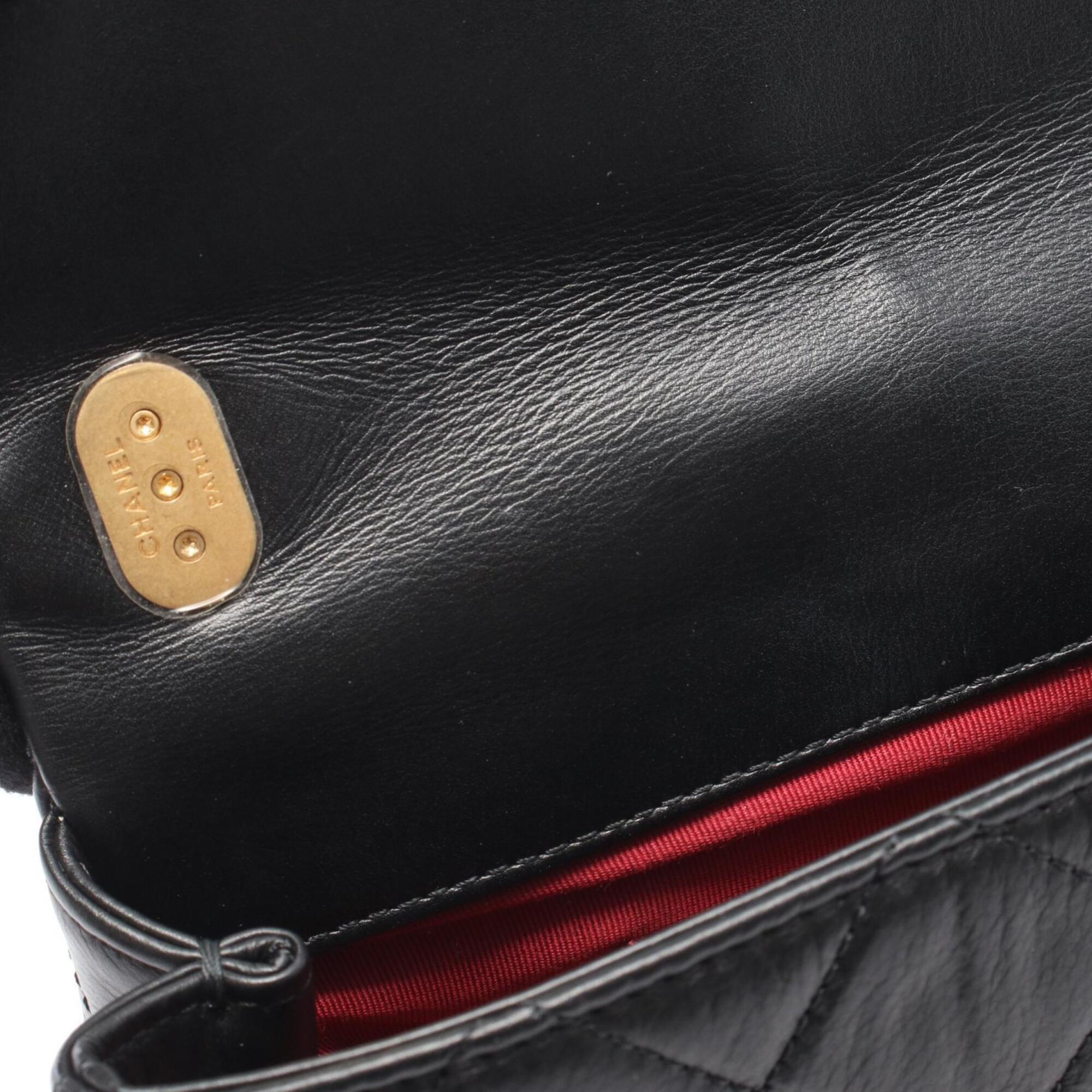 Chanel Black Leather Handbag Shoulder Bag (Pre-Owned)