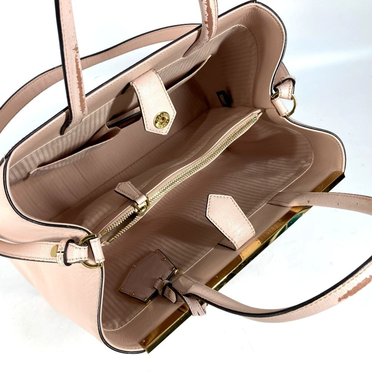 Fendi Beige Leather Shoulder Bag Tote Bag (Pre-Owned)
