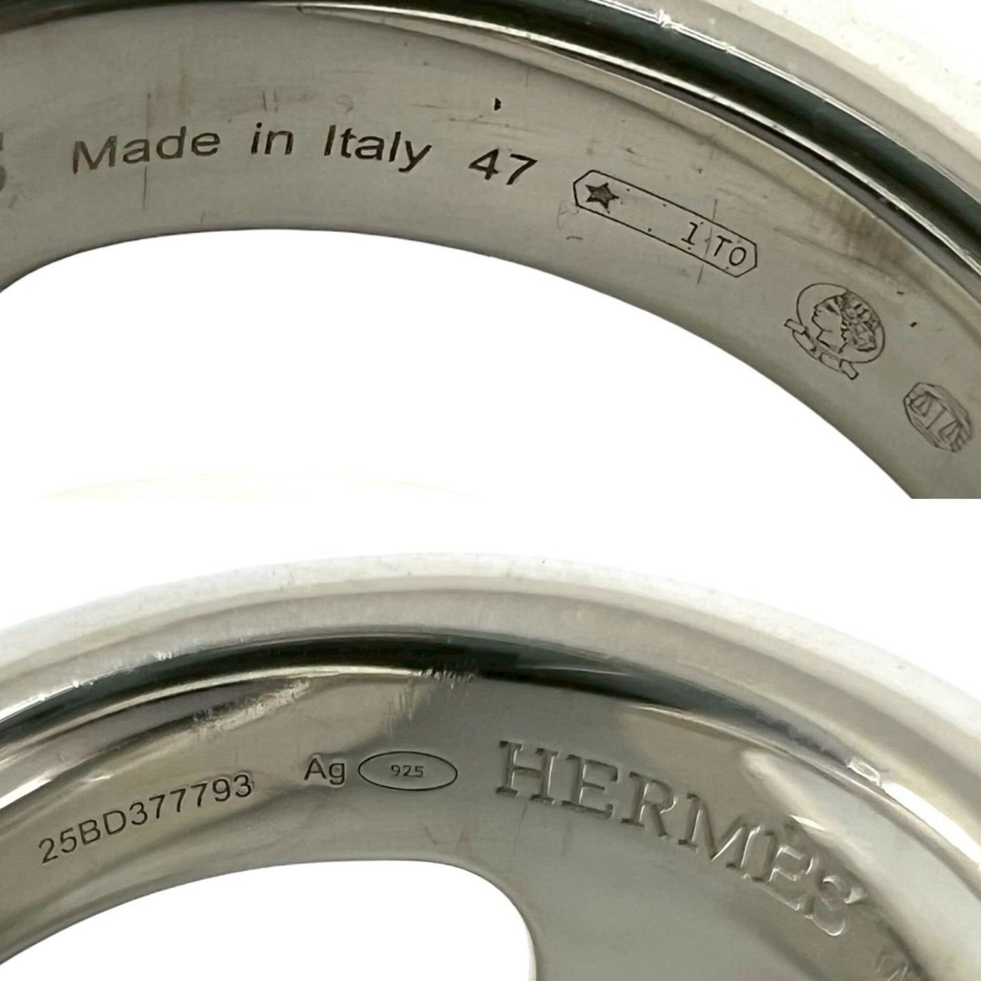 Hermes Silver Silver 925 Band Ring (Pre-Owned)
