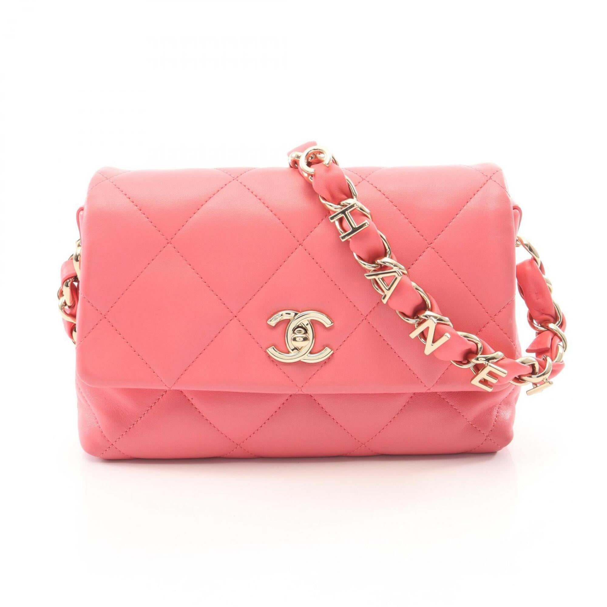 Chanel Pink Leather Handbag Shoulder Bag (Pre-Owned)