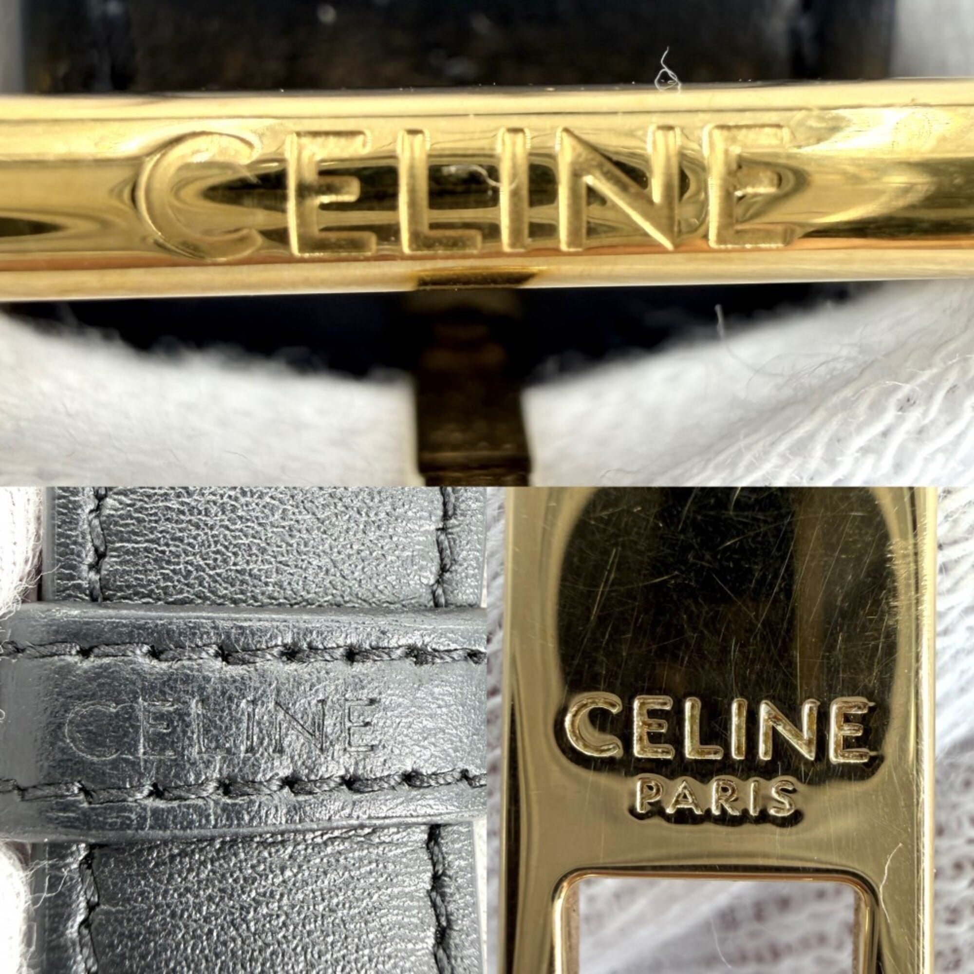 Celine Black Brown Canvas Leather Shoulder Bag (Pre-Owned)