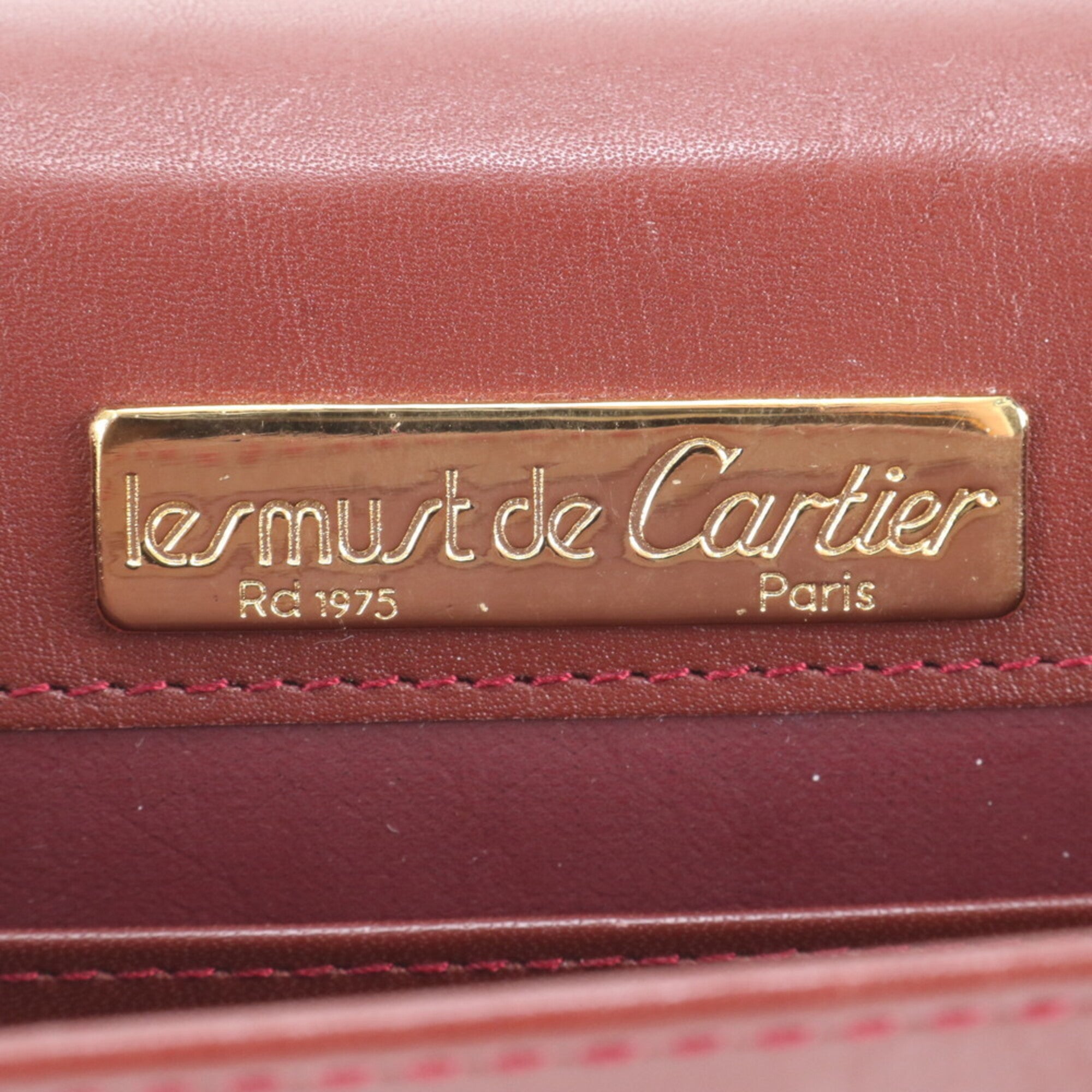 Cartier Wine Red Leather Clutch Bag Pouch (Pre-Owned)