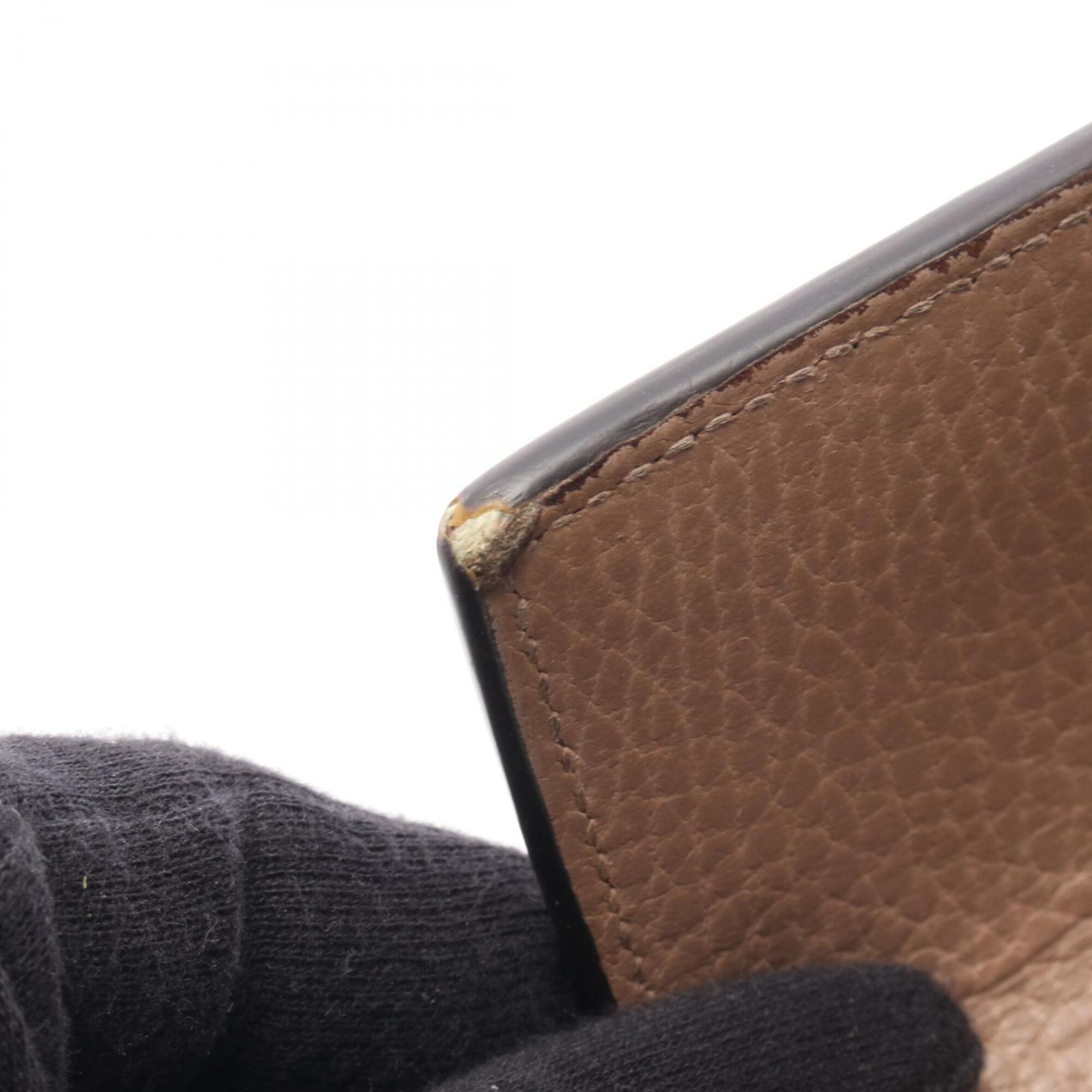 Gucci Beige Brown Pink Leather Pvc Long Wallet (Bi-Fold) (Pre-Owned)