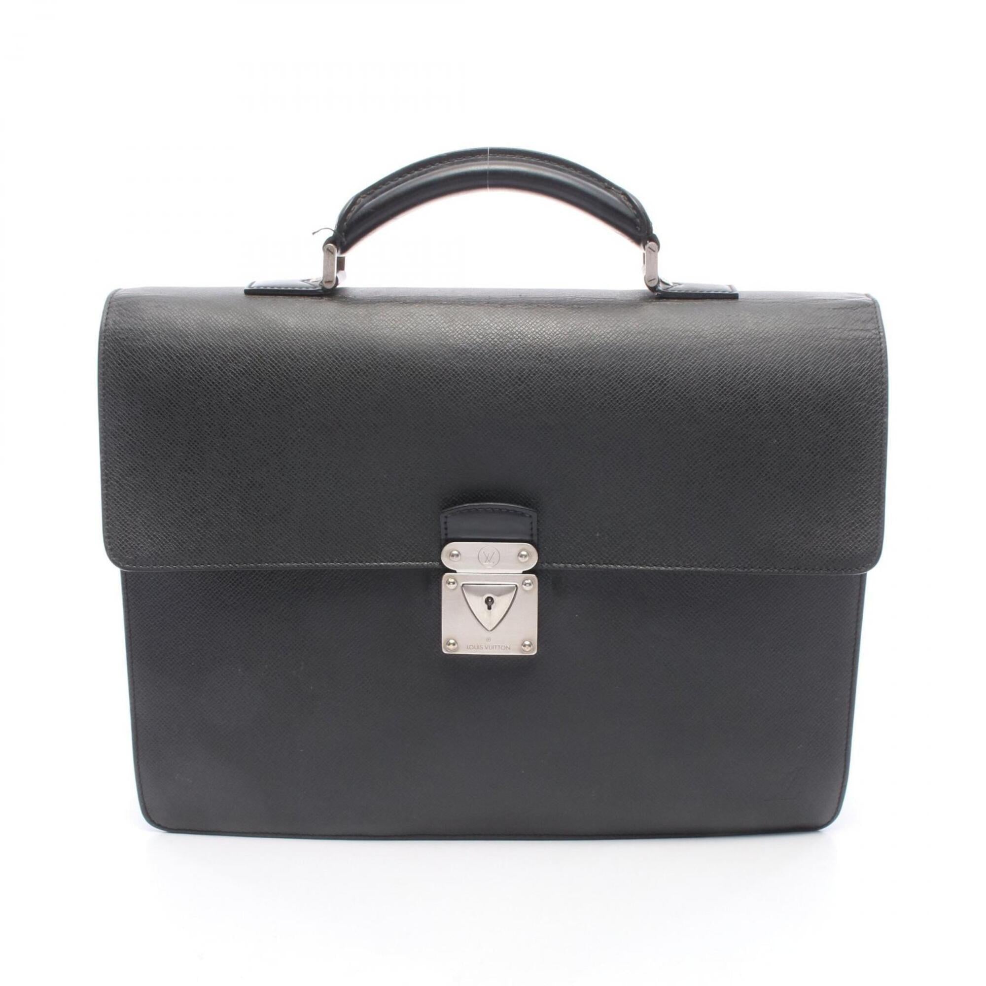 Louis Vuitton Ardoise Black Gray Taiga Leather Leather Handbag (Pre-Owned)
