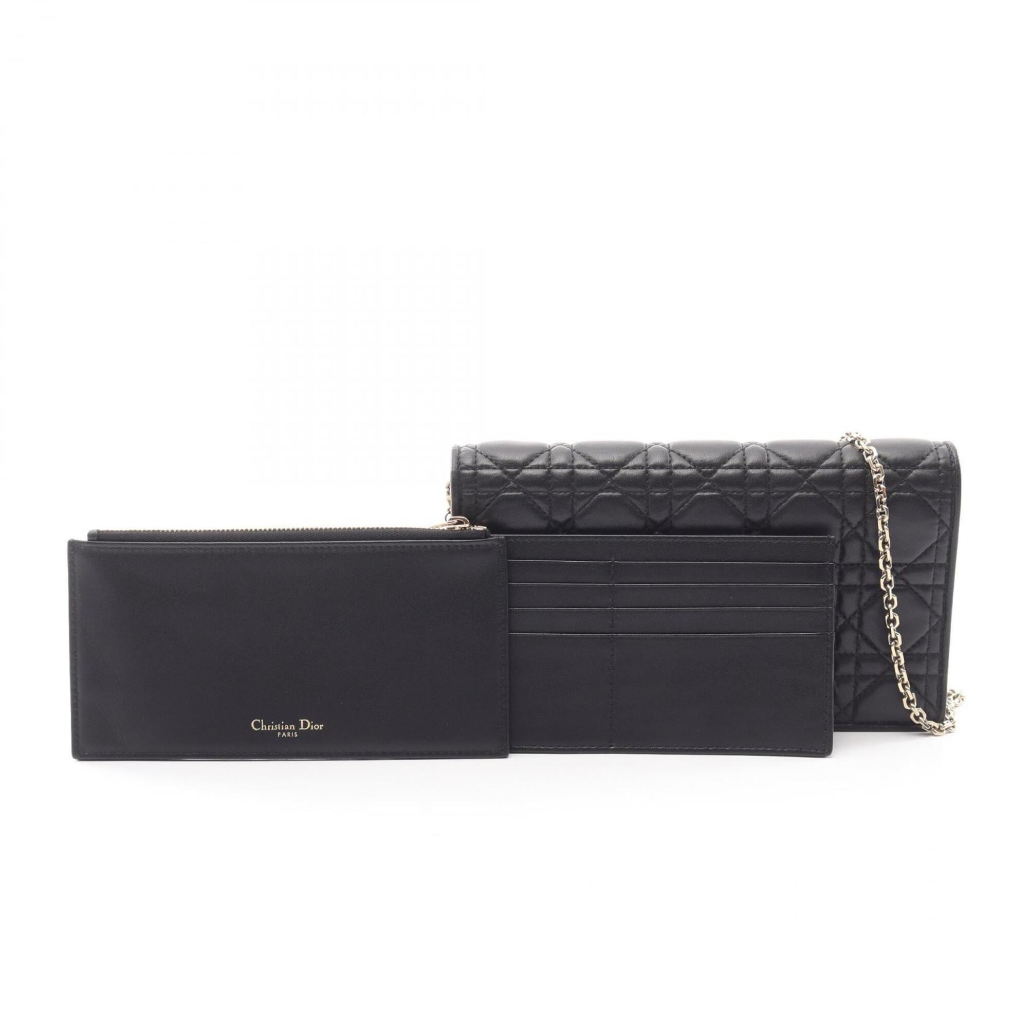 Christian Dior Black Leather Handbag Pouch Shoulder Bag (Pre-Owned)