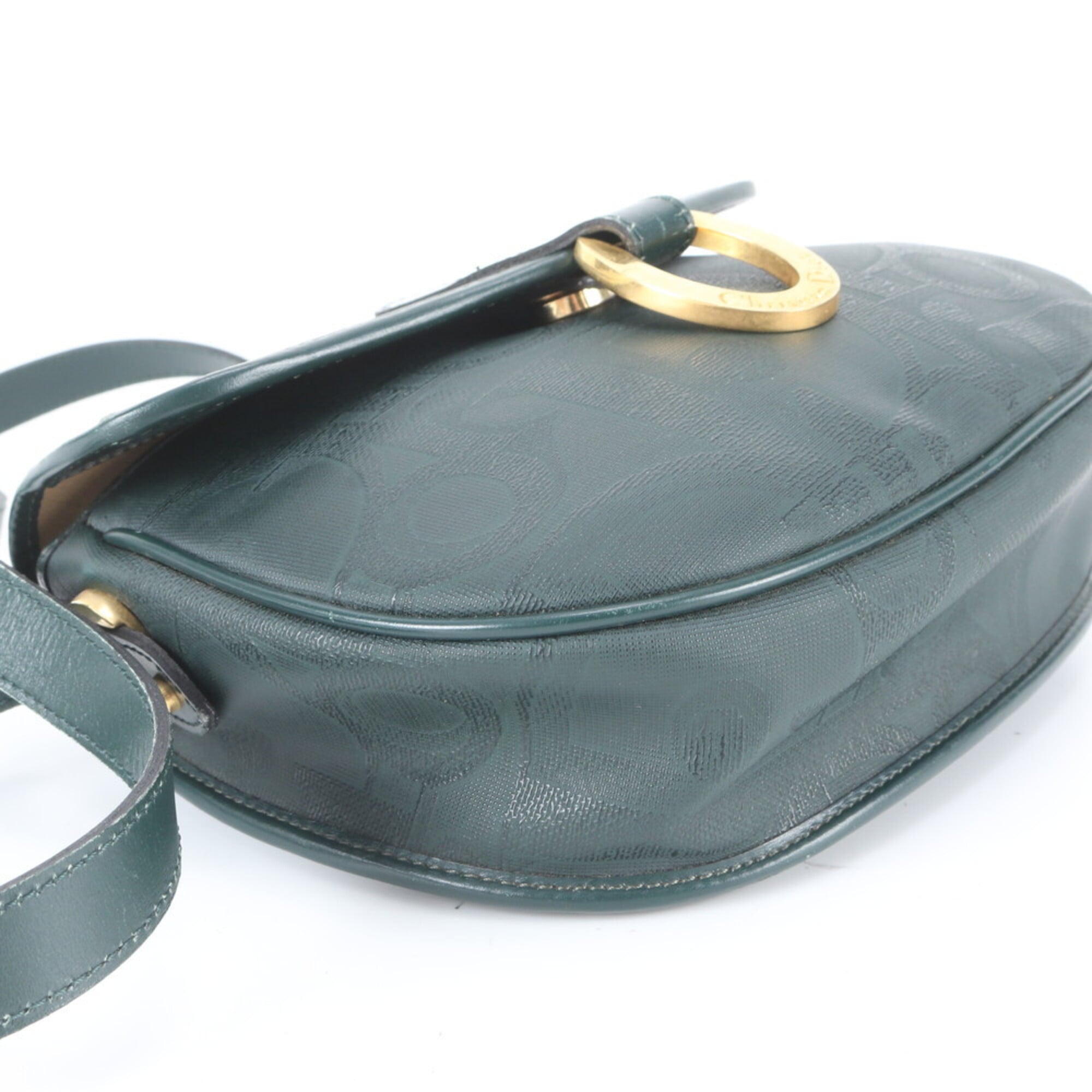 Christian Dior Dark Green Leather Crossbody Bag Shoulder Bag Tote Bag (Pre-Owned)