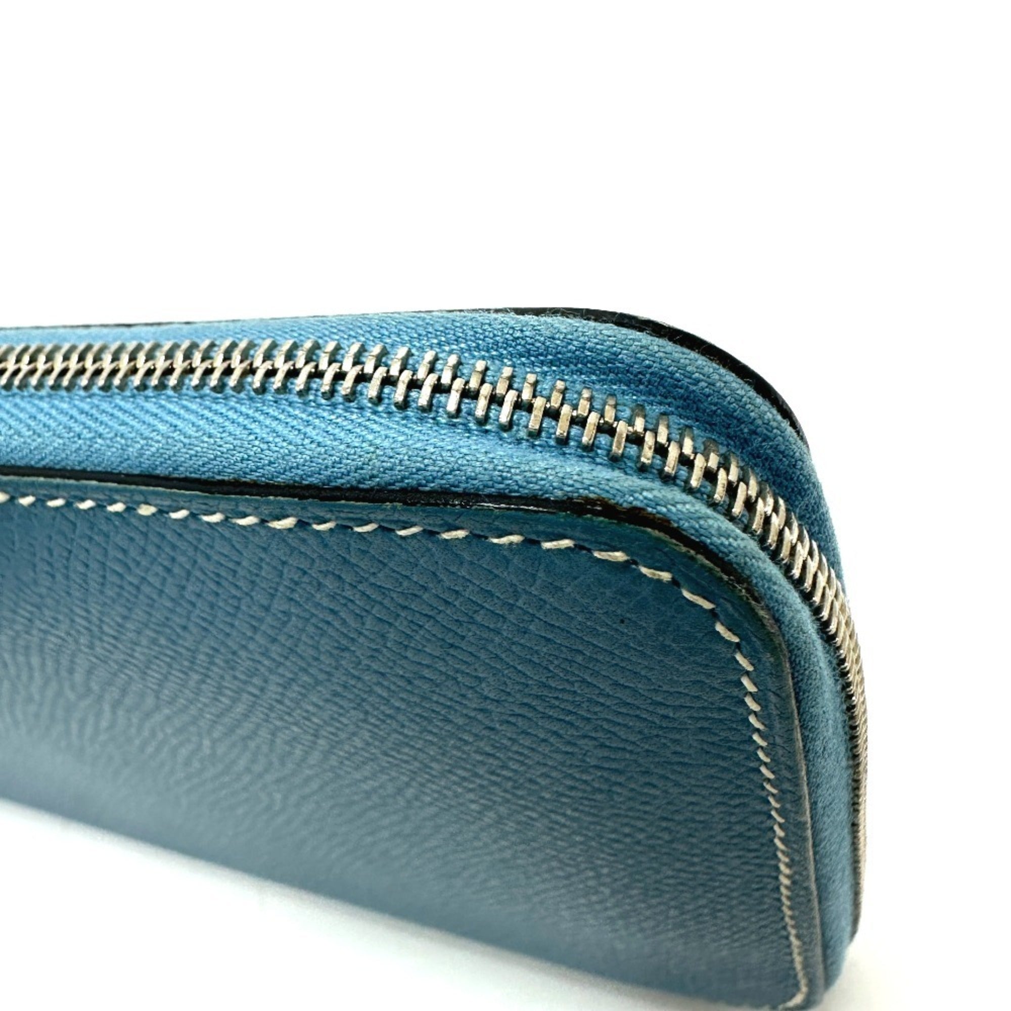 Hermes Blue Jean Epsom Leather Long Wallet (Bi-Fold) (Pre-Owned)
