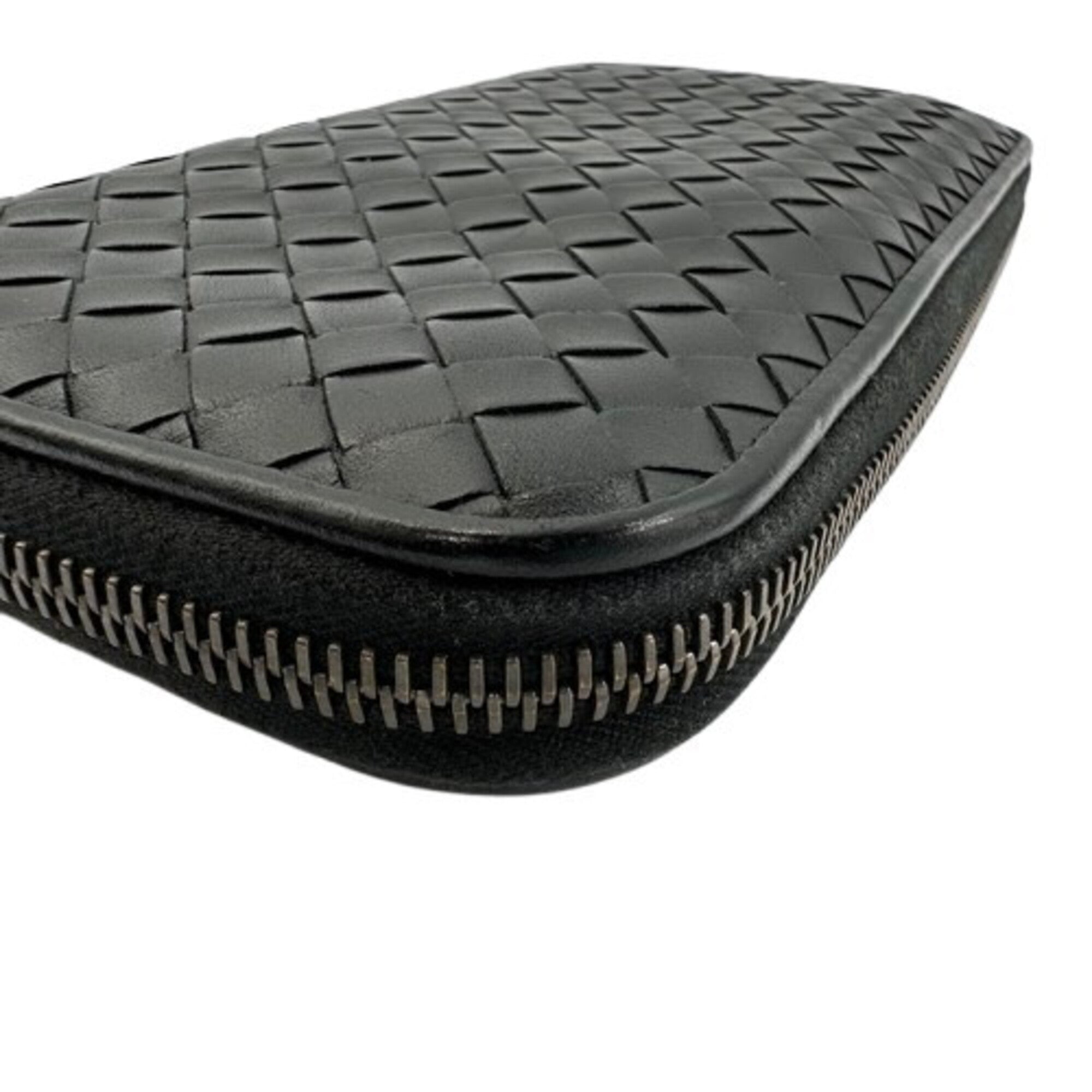 Bottega Veneta Black Leather Long Wallet (Bi-Fold) (Pre-Owned)
