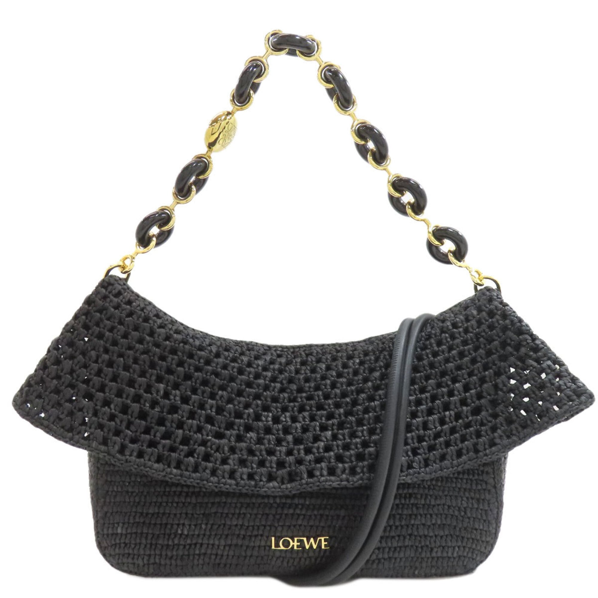 Loewe Black Raffia Leather Handbag (Pre-Owned)