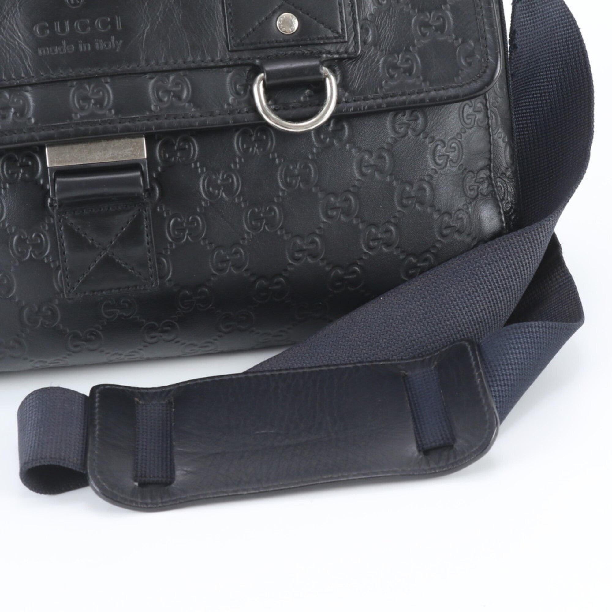 Gucci Black Leather Messenger Bag Shoulder Bag Tote Bag (Pre-Owned)