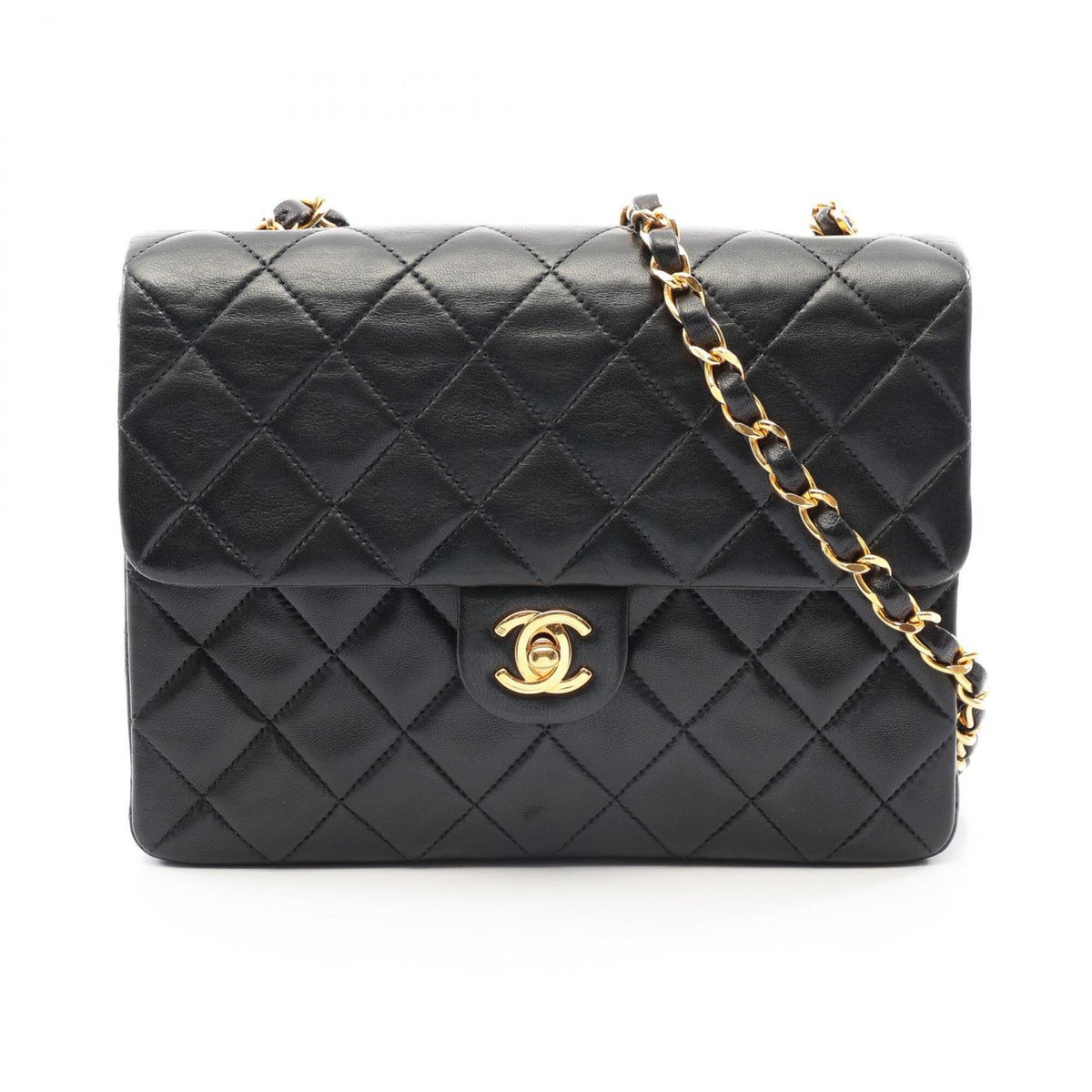 Chanel Black Leather Handbag Shoulder Bag (Pre-Owned)
