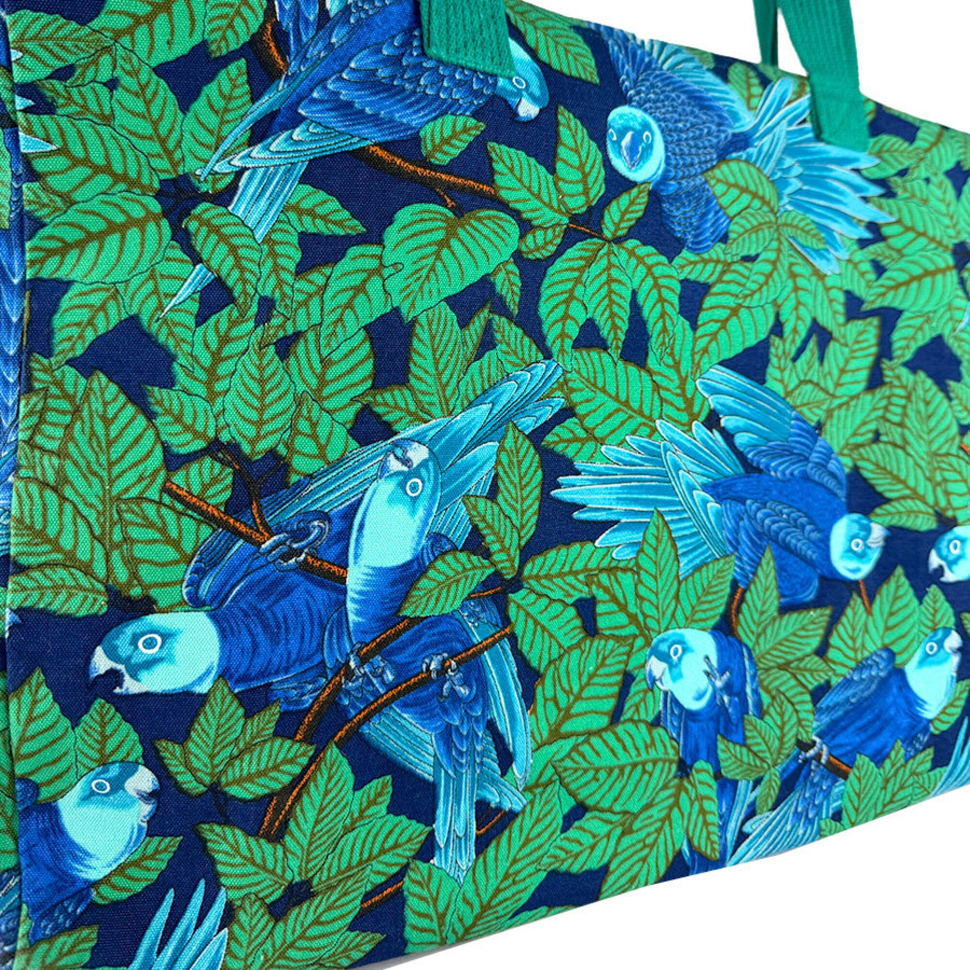 Hermes Blue Green Canvas Tote Bag (Pre-Owned)