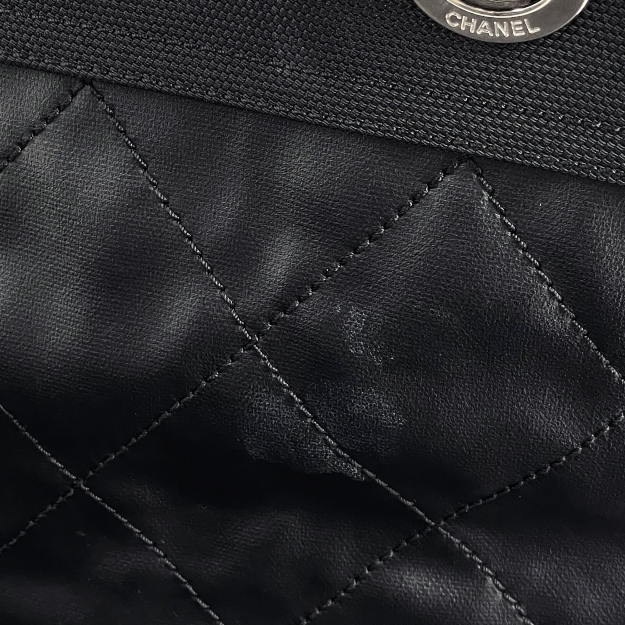 Chanel Black Coated Canvas Tote Bag (Pre-Owned)