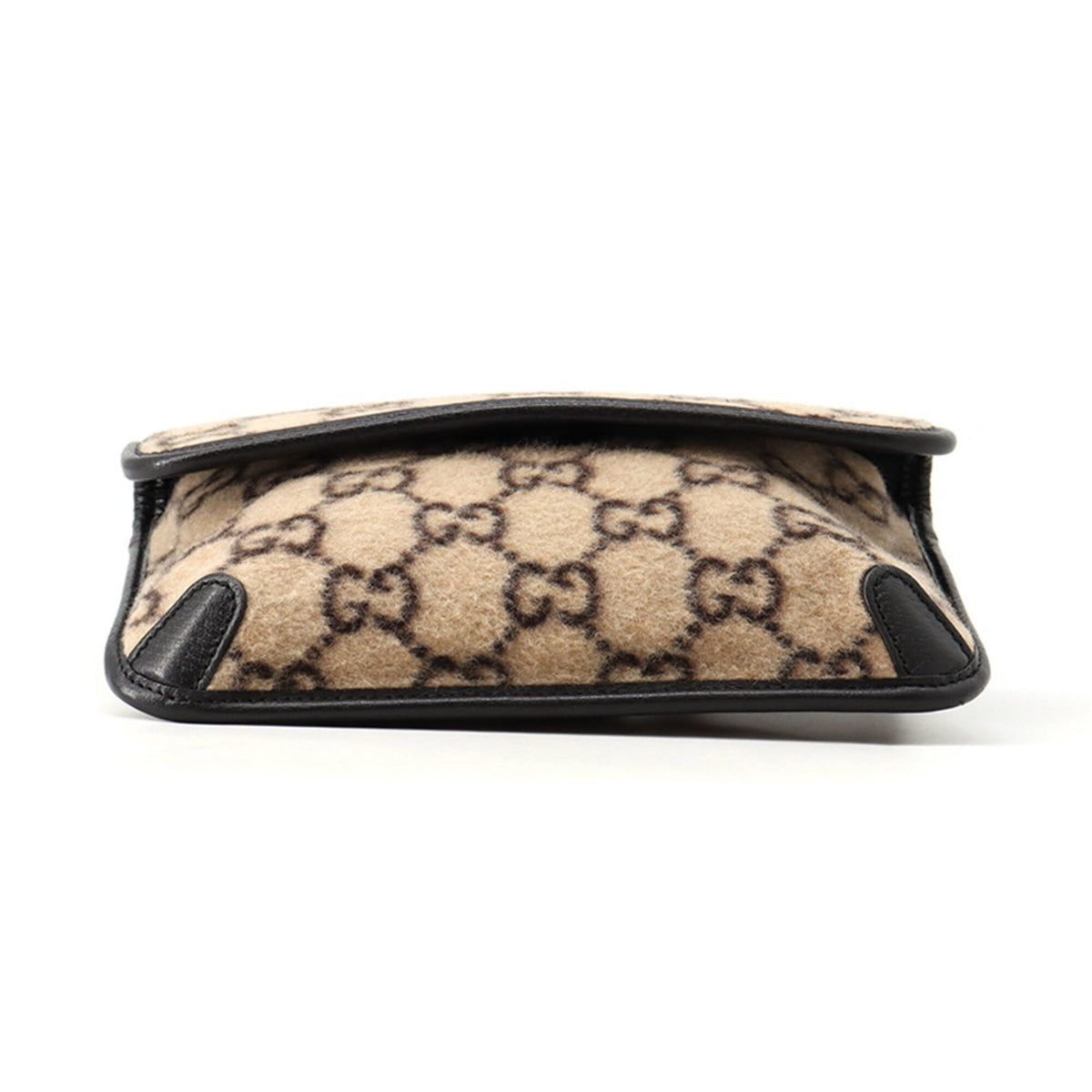 Gucci Beige Black Wool Leather Handbag Sling Bag (Pre-Owned)