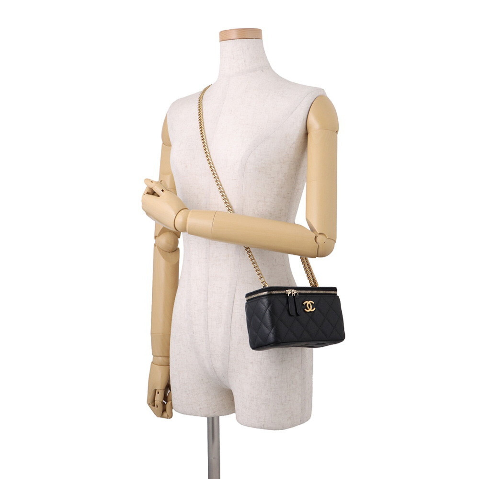 Chanel Black Grained Calfskin Shoulder Bag Vanity Bag (Pre-Owned)