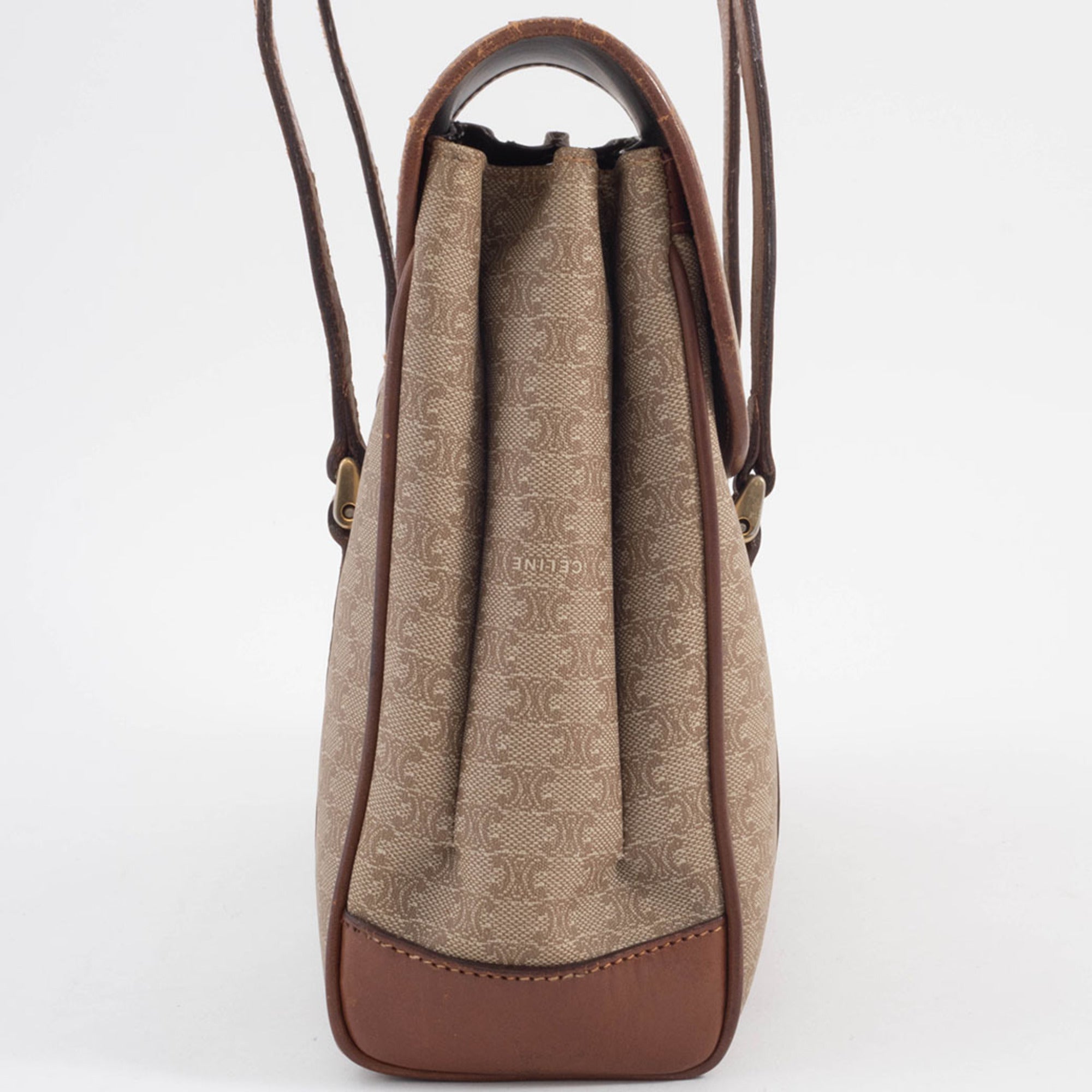 Celine Macadam Beige Brown Pvc Leather Handbag Tote Bag (Pre-Owned)