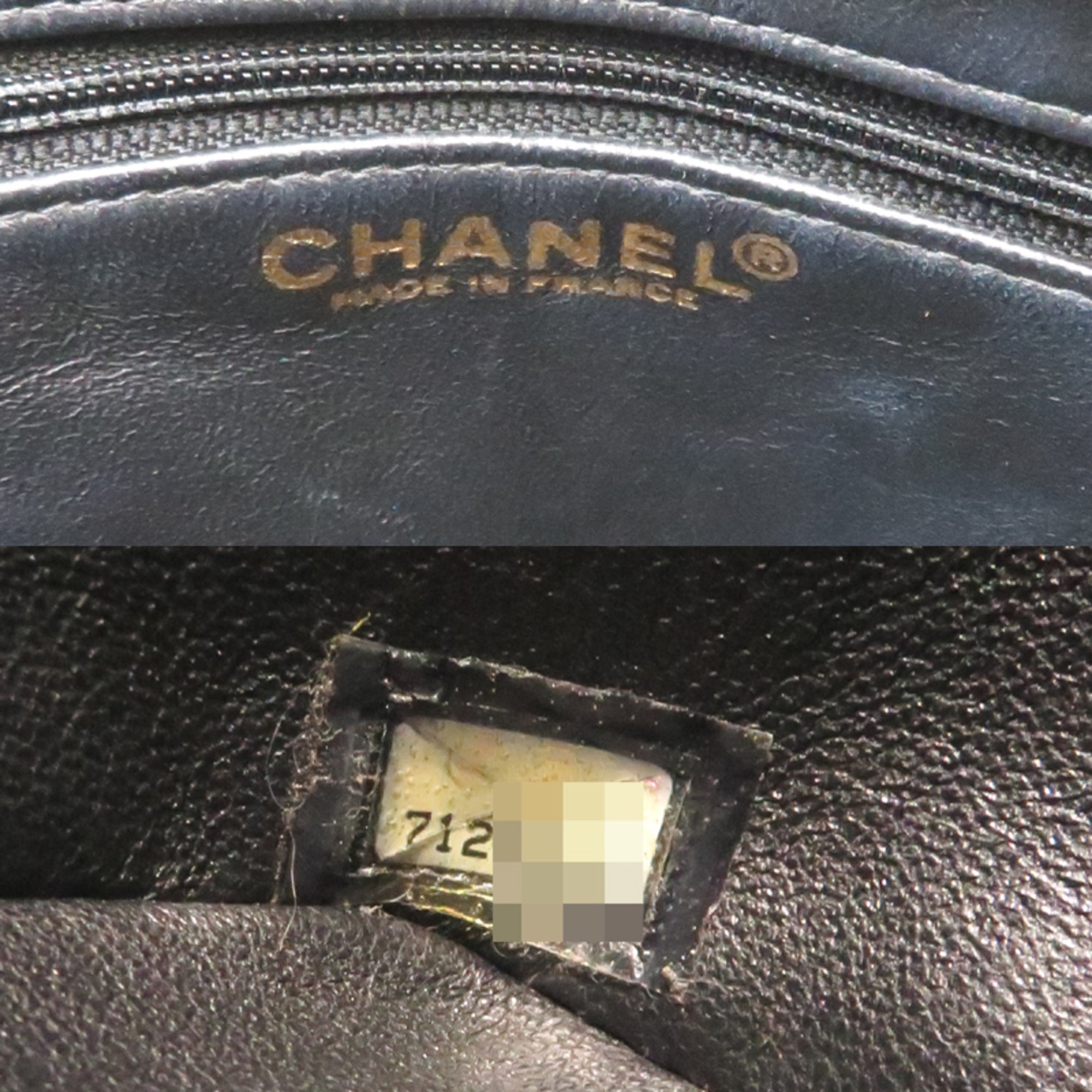 Chanel Black Grained Calfskin Handbag (Pre-Owned)