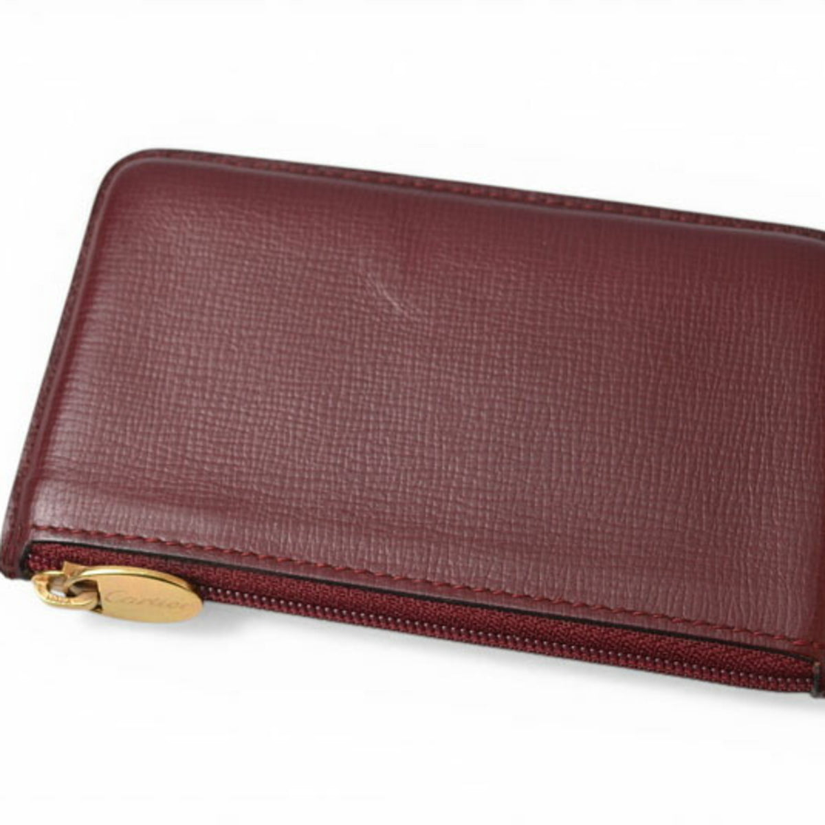 Cartier Must Bordeaux Leather Coin Purse/Coin Case (Pre-Owned)