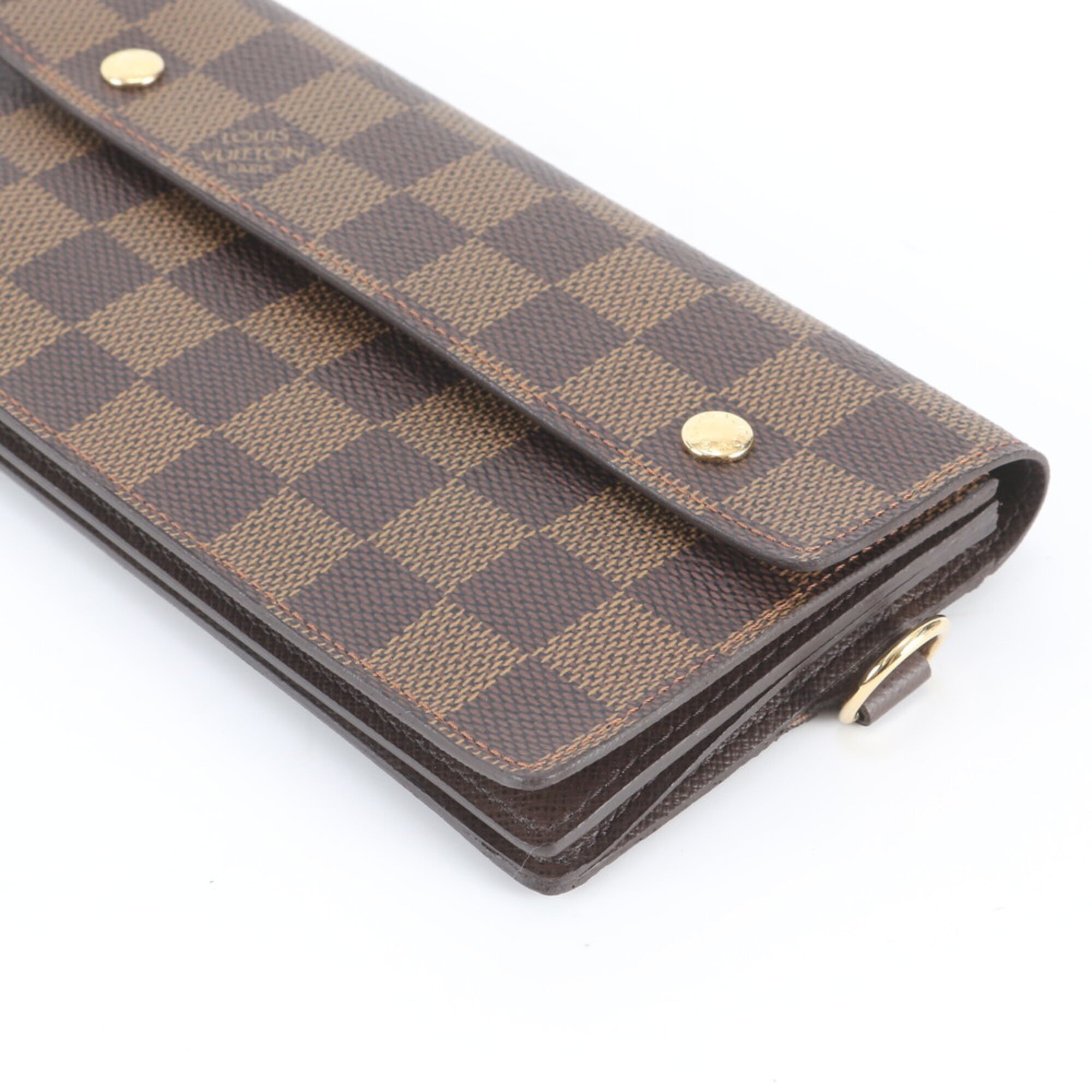 Louis Vuitton Brown Leather Coated Canvas Long Wallet (Bi-Fold) (Pre-Owned)