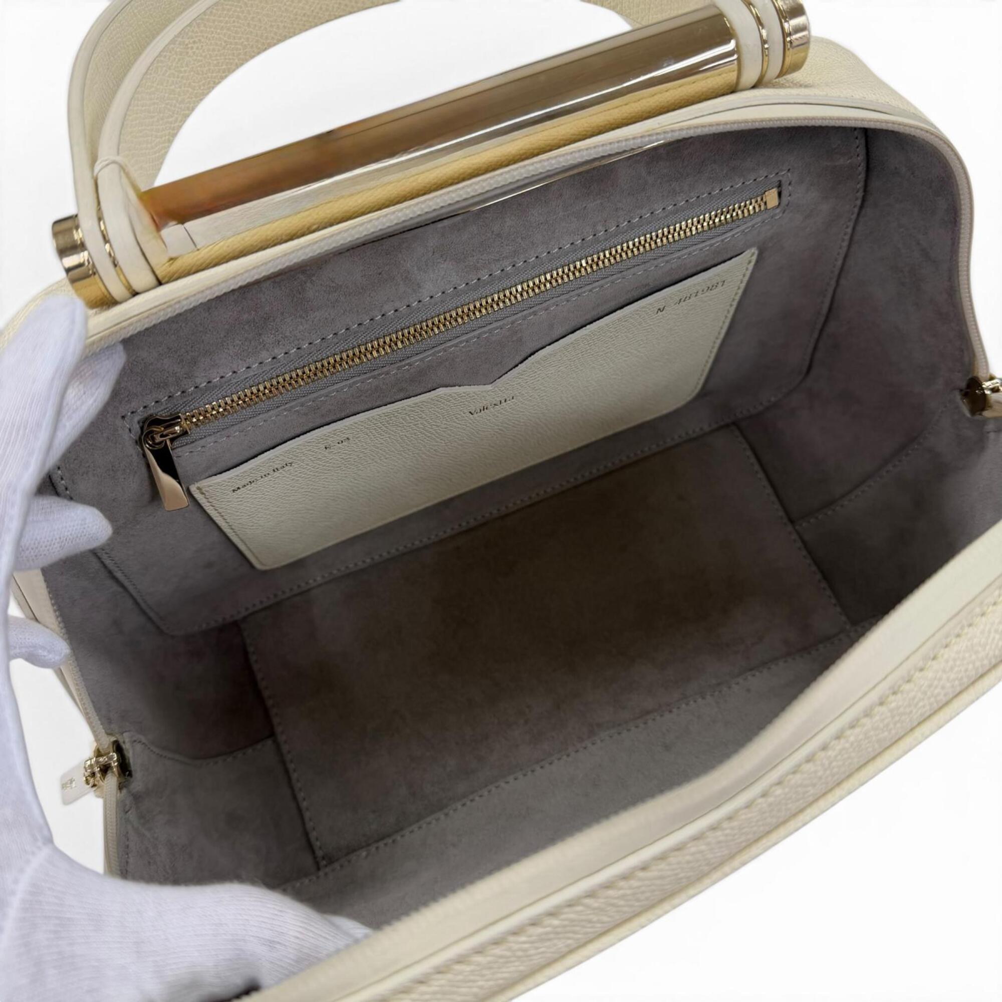 Valextra Ivory Leather Handbag Shoulder Bag (Pre-Owned)