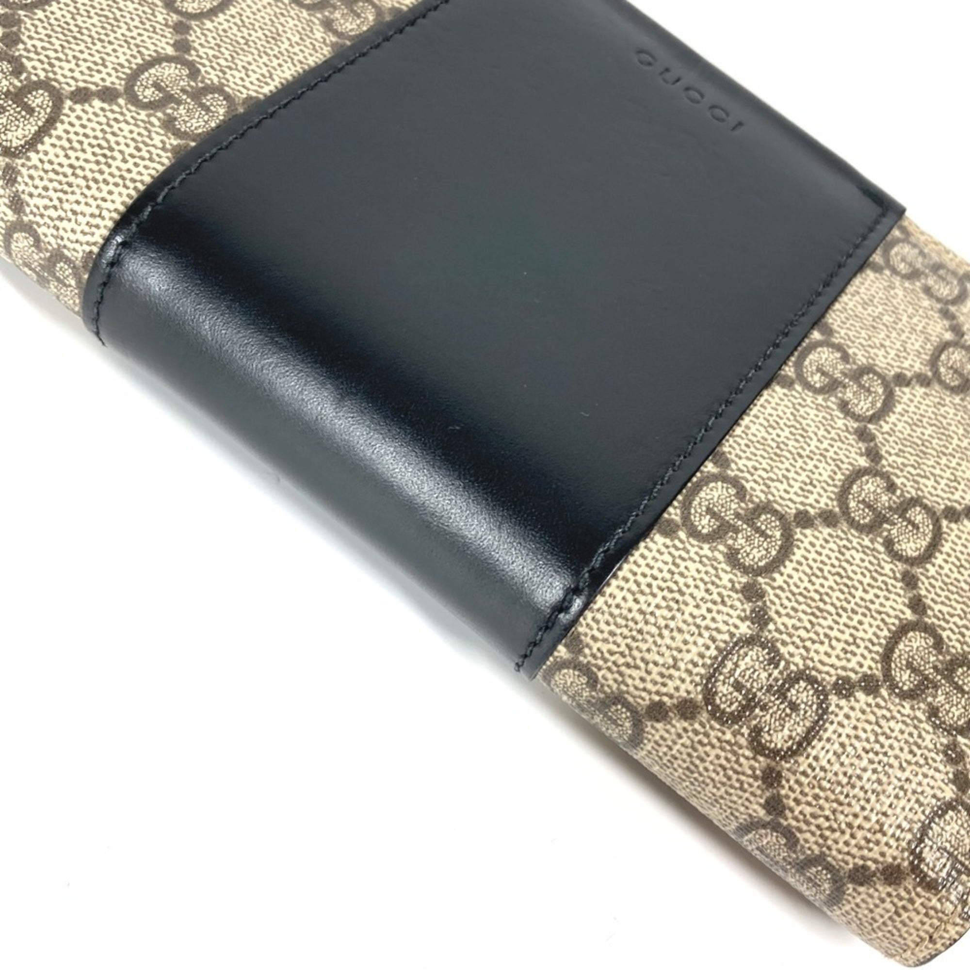 Gucci Beige Black Pvc Leather Long Wallet (Bi-Fold) (Pre-Owned)