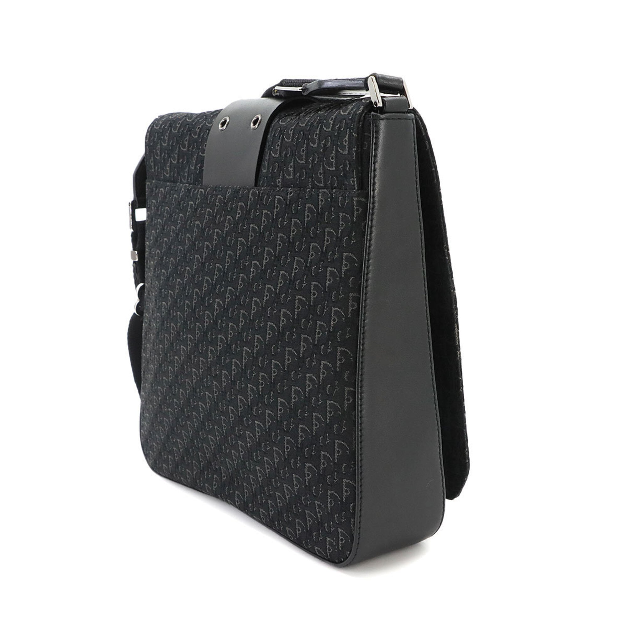Christian Dior Trotter Black Canvas Leather Shoulder Bag (Pre-Owned)