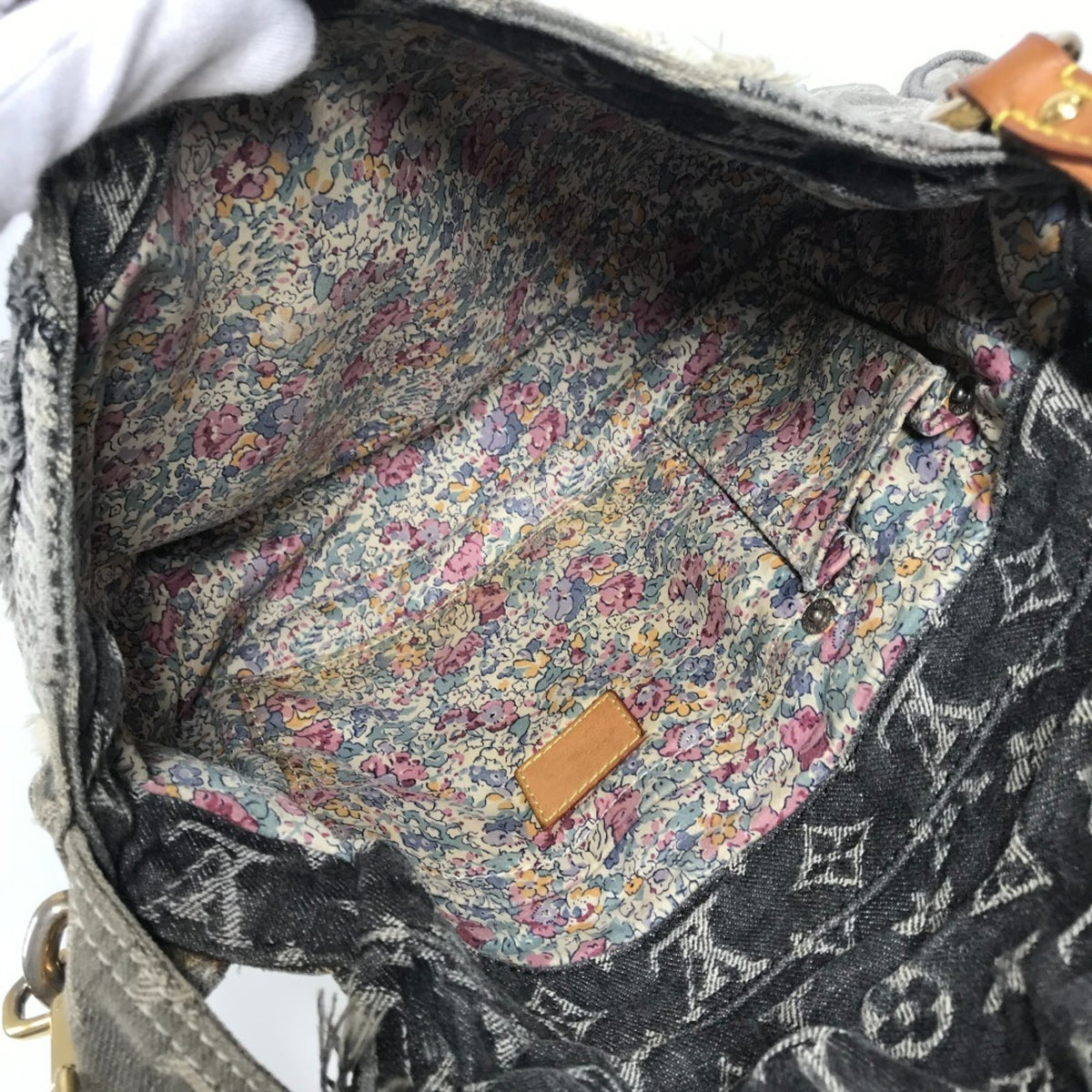 Louis Vuitton Black Gray Monogram Denim Shoulder Bag (Pre-Owned)
