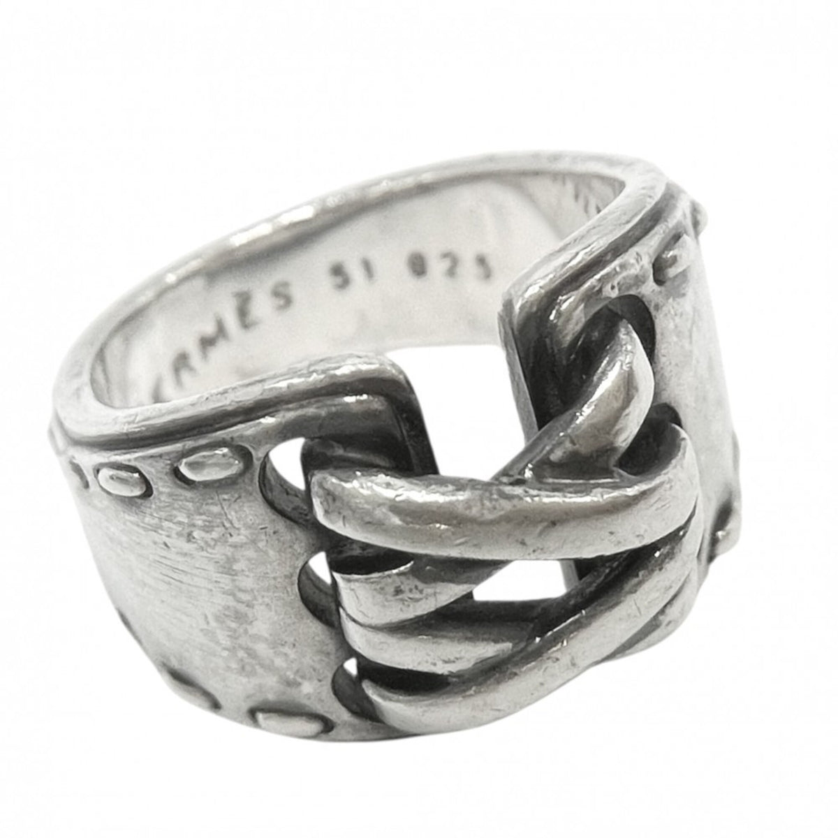 Hermes Silver 925 Band Ring (Pre-Owned)