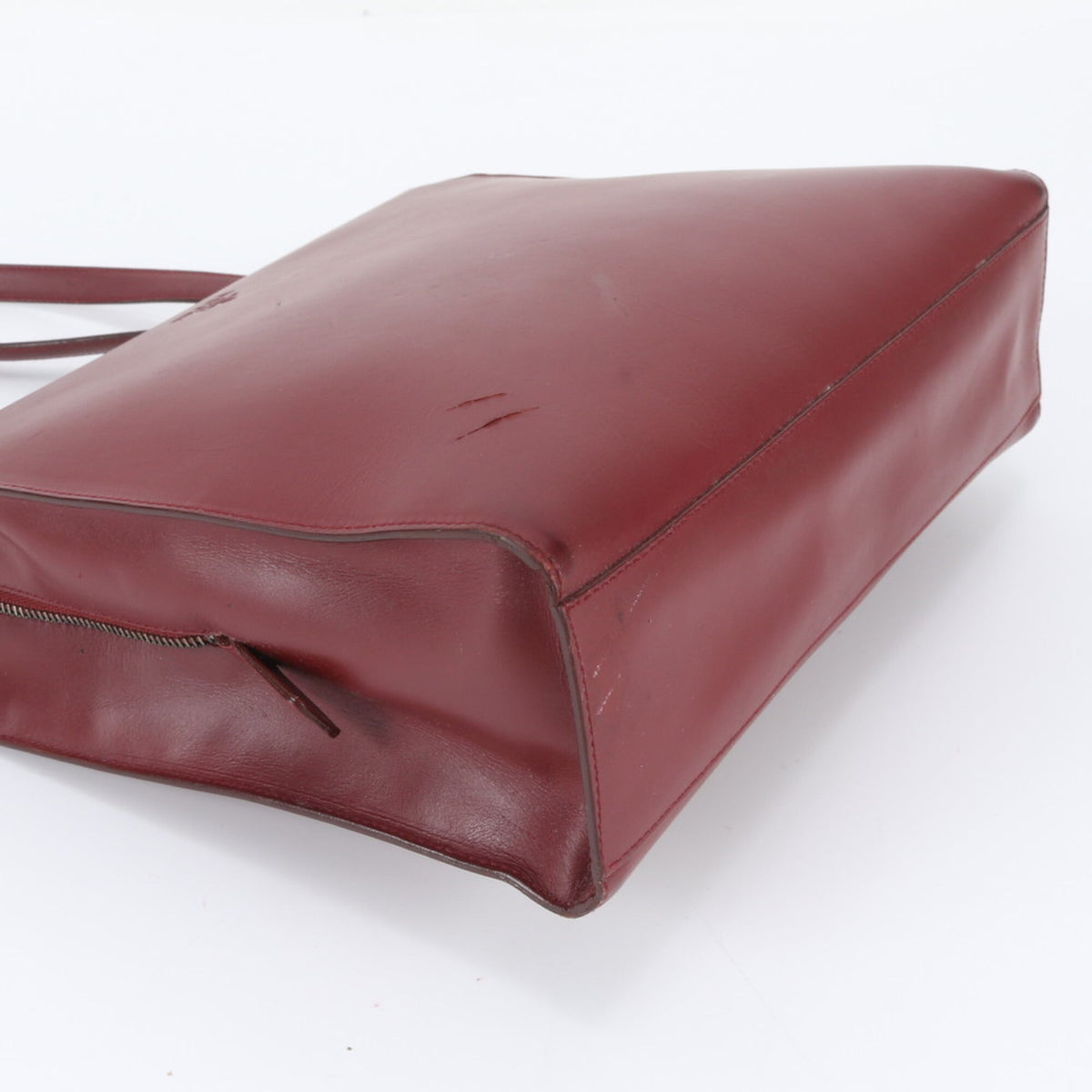 Prada Red Color Wine Leather Handbag Shoulder Bag Tote Bag (Pre-Owned)