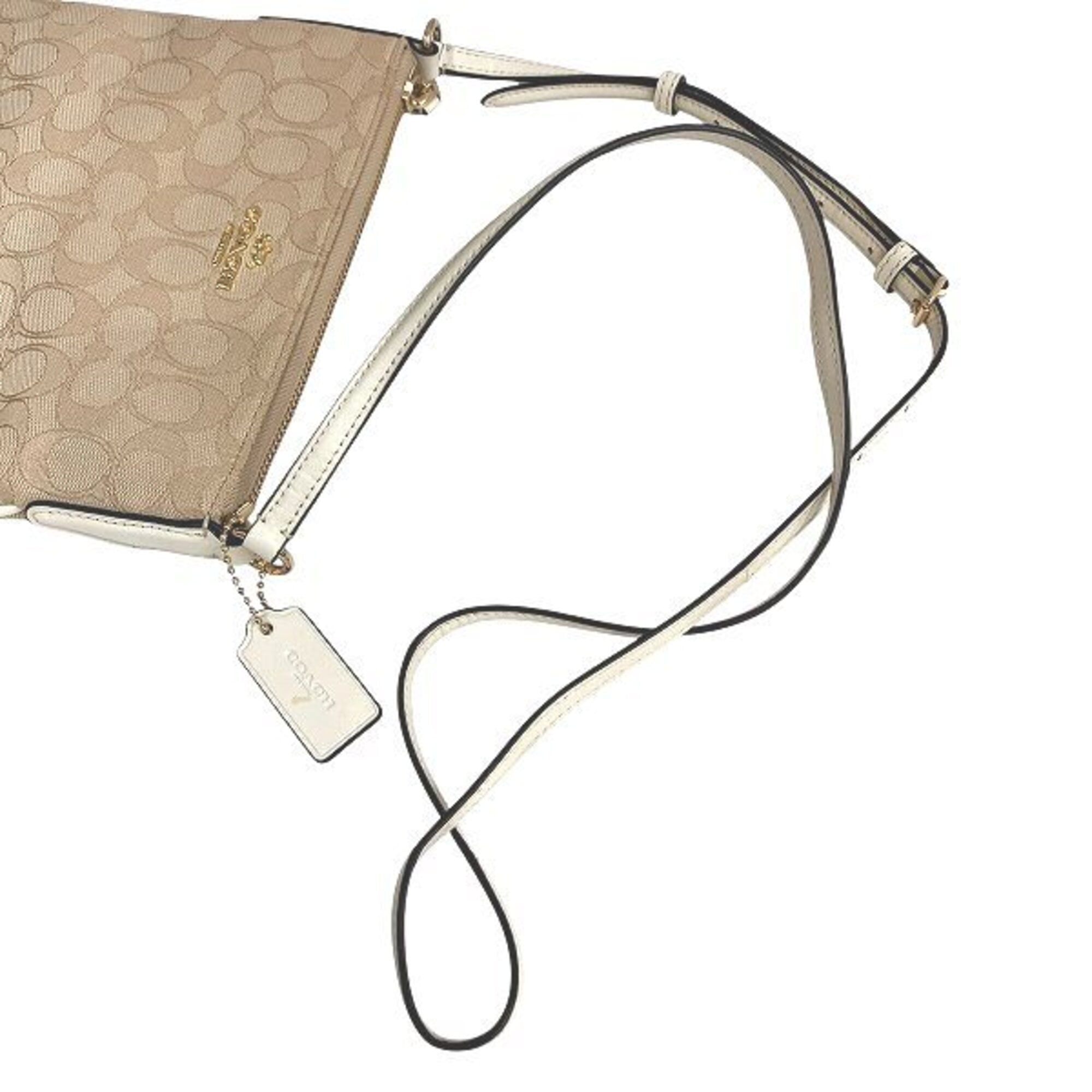 Coach Beige Signature Line Shoulder Bag (Pre-Owned)