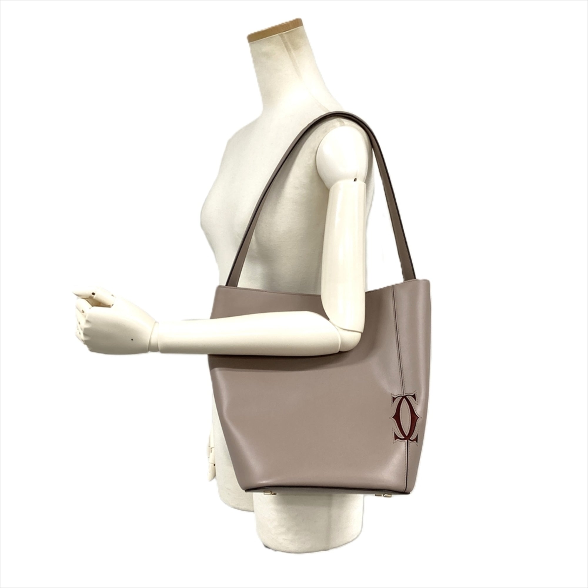 Cartier Bordeaux Grayish Leather Shoulder Bag (Pre-Owned)