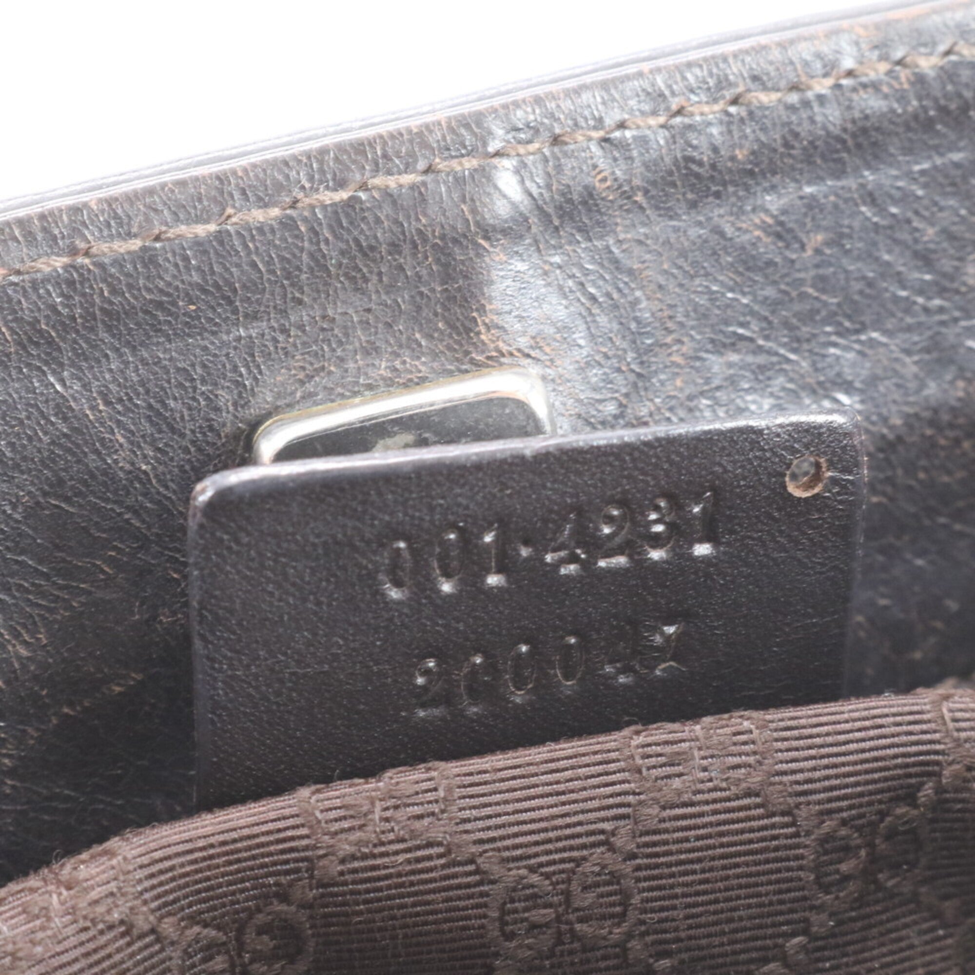 Gucci Sherry Line Beige Black Leather Canvas Handbag Shoulder Bag Tote Bag (Pre-Owned)