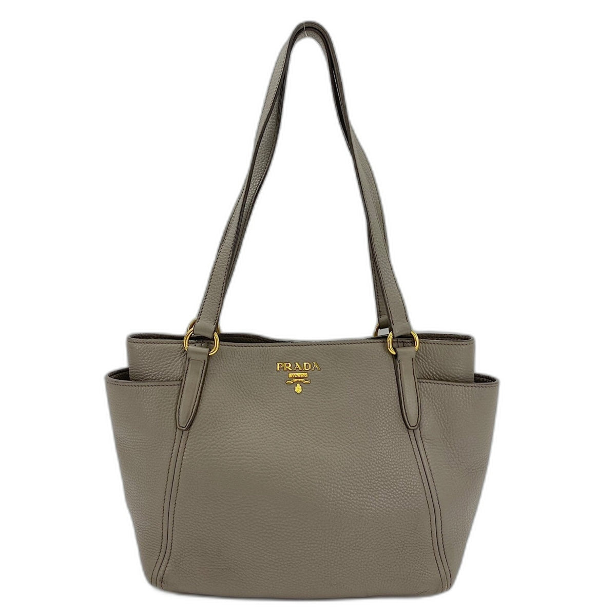 Prada Gray Leather Tote Bag (Pre-Owned)