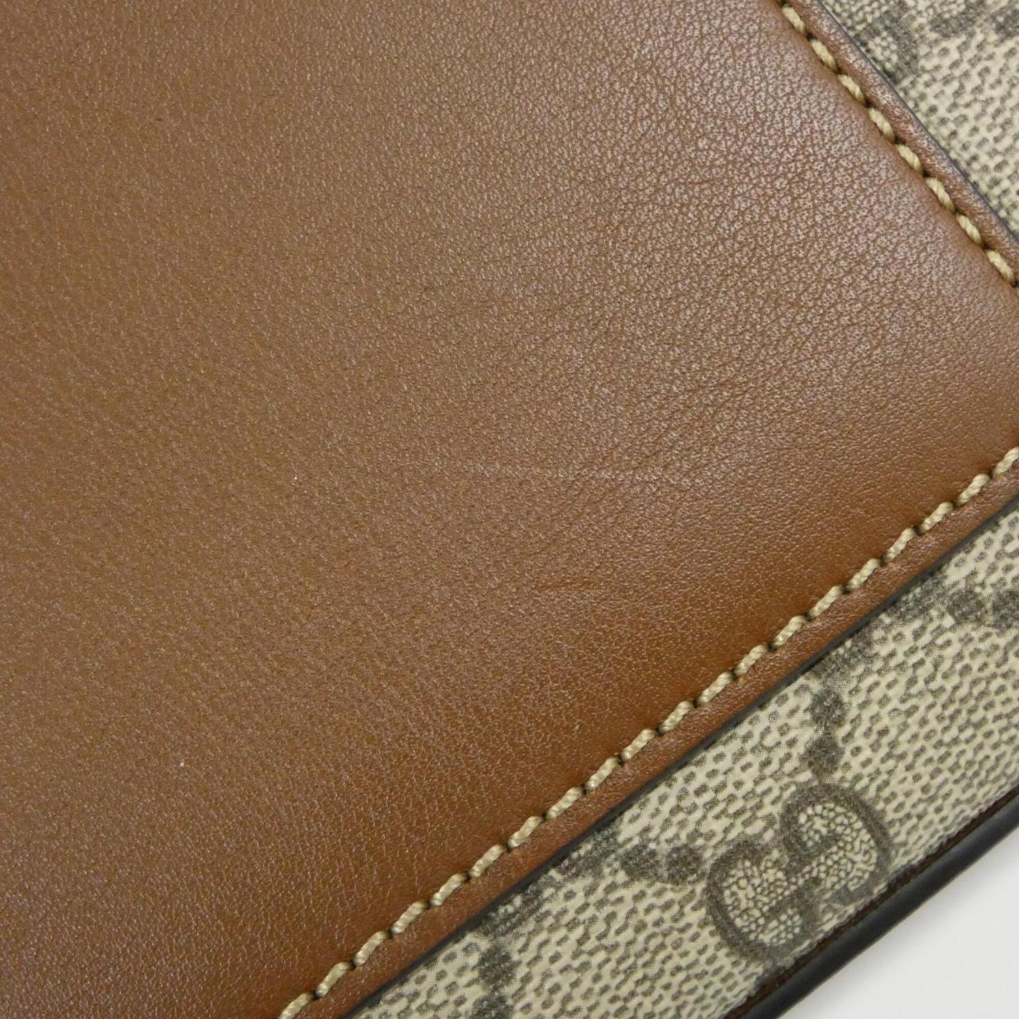 Gucci Beige Black Brown Gg Supreme Leather Handbag (Pre-Owned)