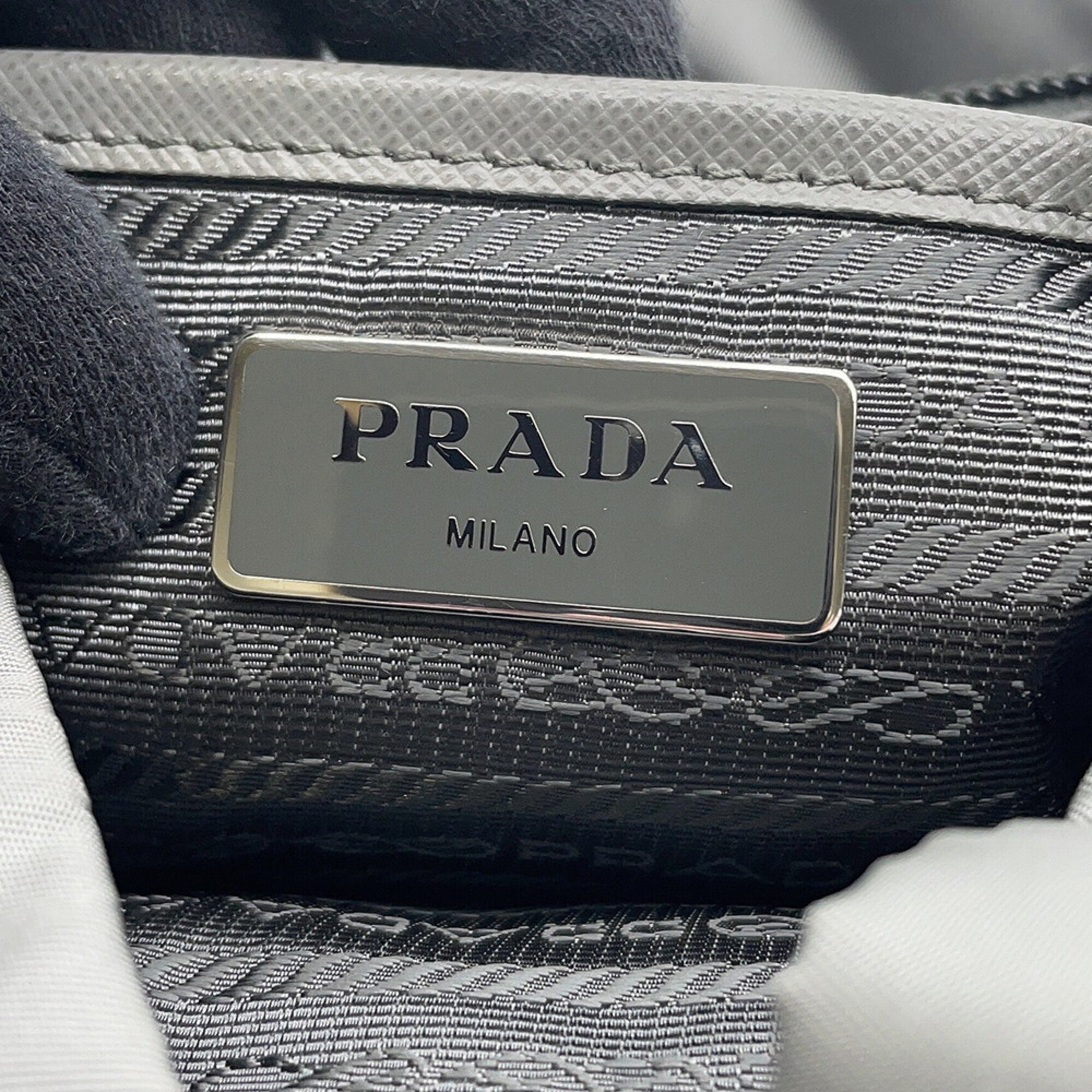 Prada Gray Nylon Leather Handbag (Pre-Owned)