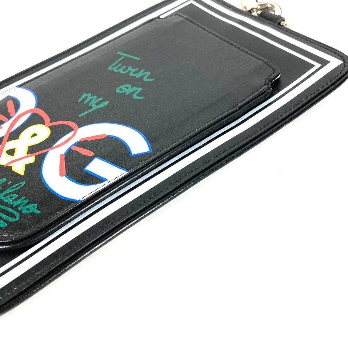 Dolce & Gabbana Black Leather Handbag Pouch (Pre-Owned)