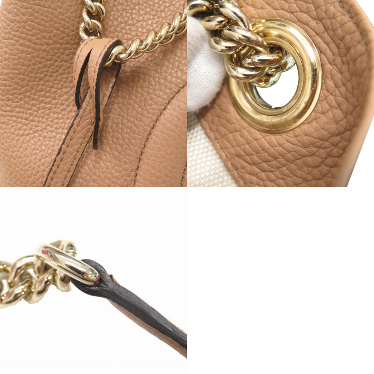 Gucci Beige Leather Shoulder Bag Tote Bag (Pre-Owned)