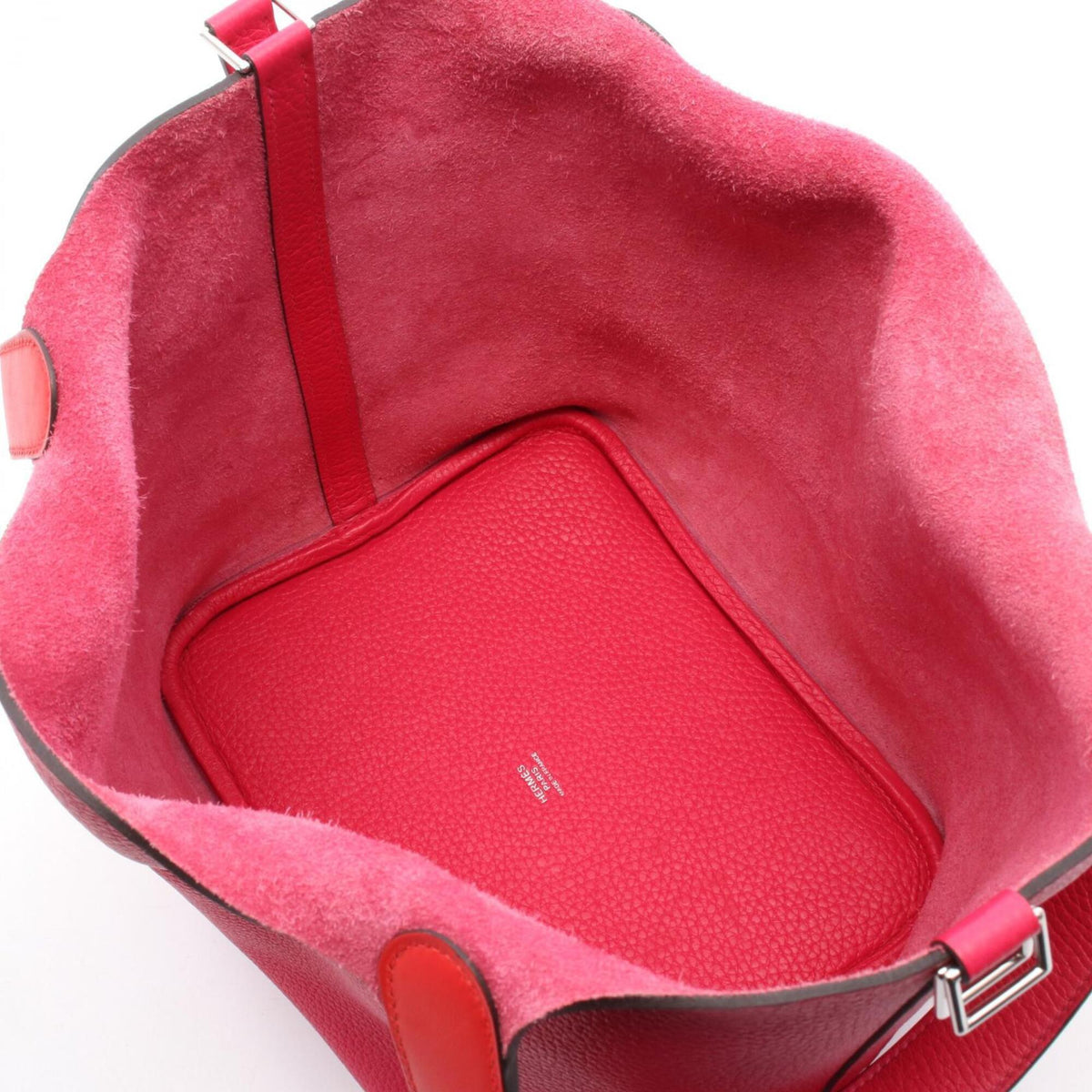 Hermes Pink Red Color Taurillon Clemence Leather Leather Swift Leather Handbag (Pre-Owned)