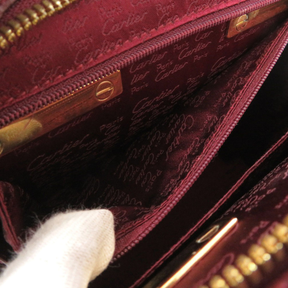 Cartier Bordeaux Red Color Leather Handbag (Pre-Owned)