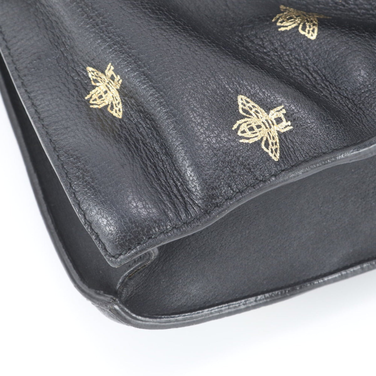 Gucci Black Leather Messenger Bag Shoulder Bag Tote Bag (Pre-Owned)