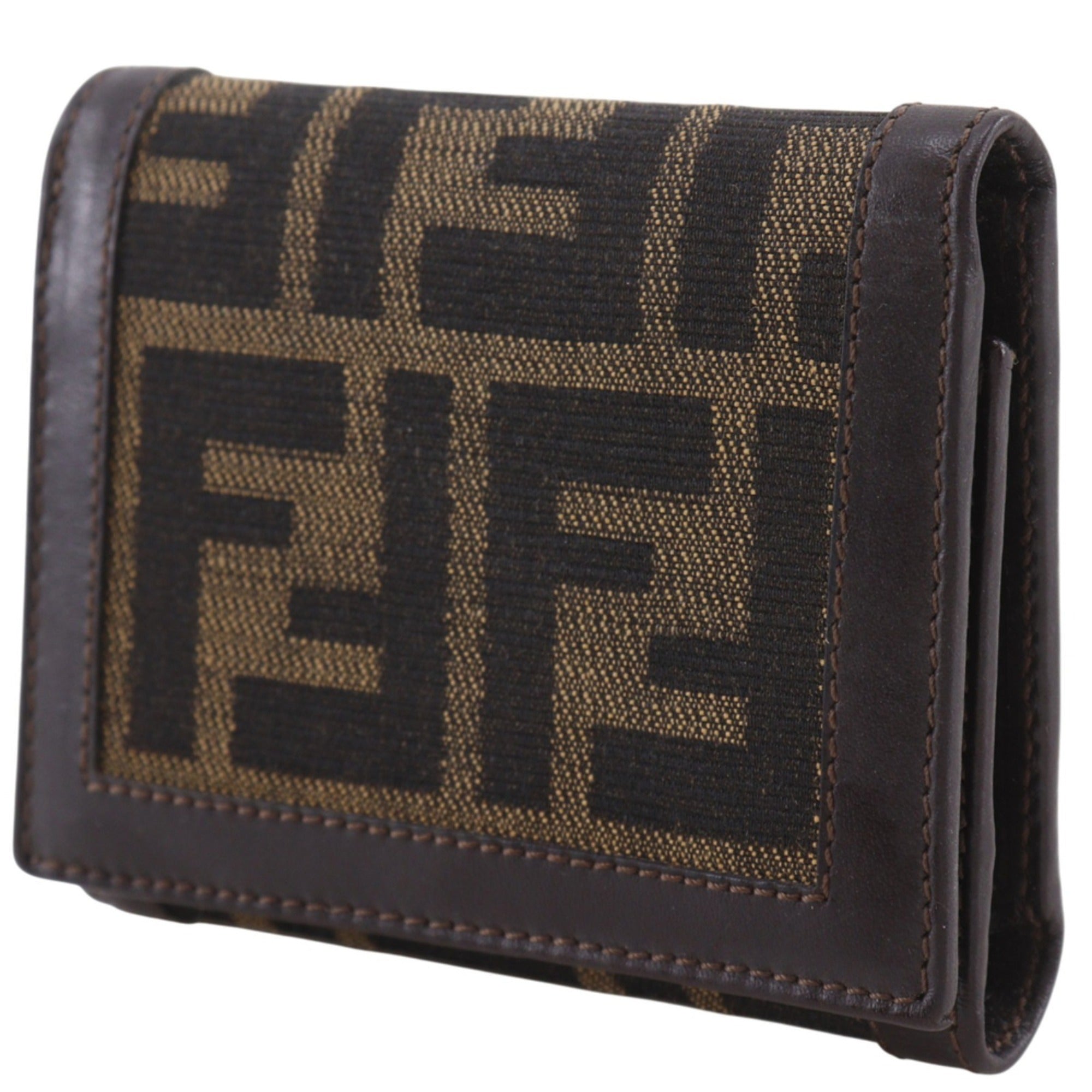 Fendi Zucca Brown Nylon Canvas Wallet (Tri-Fold) (Pre-Owned)