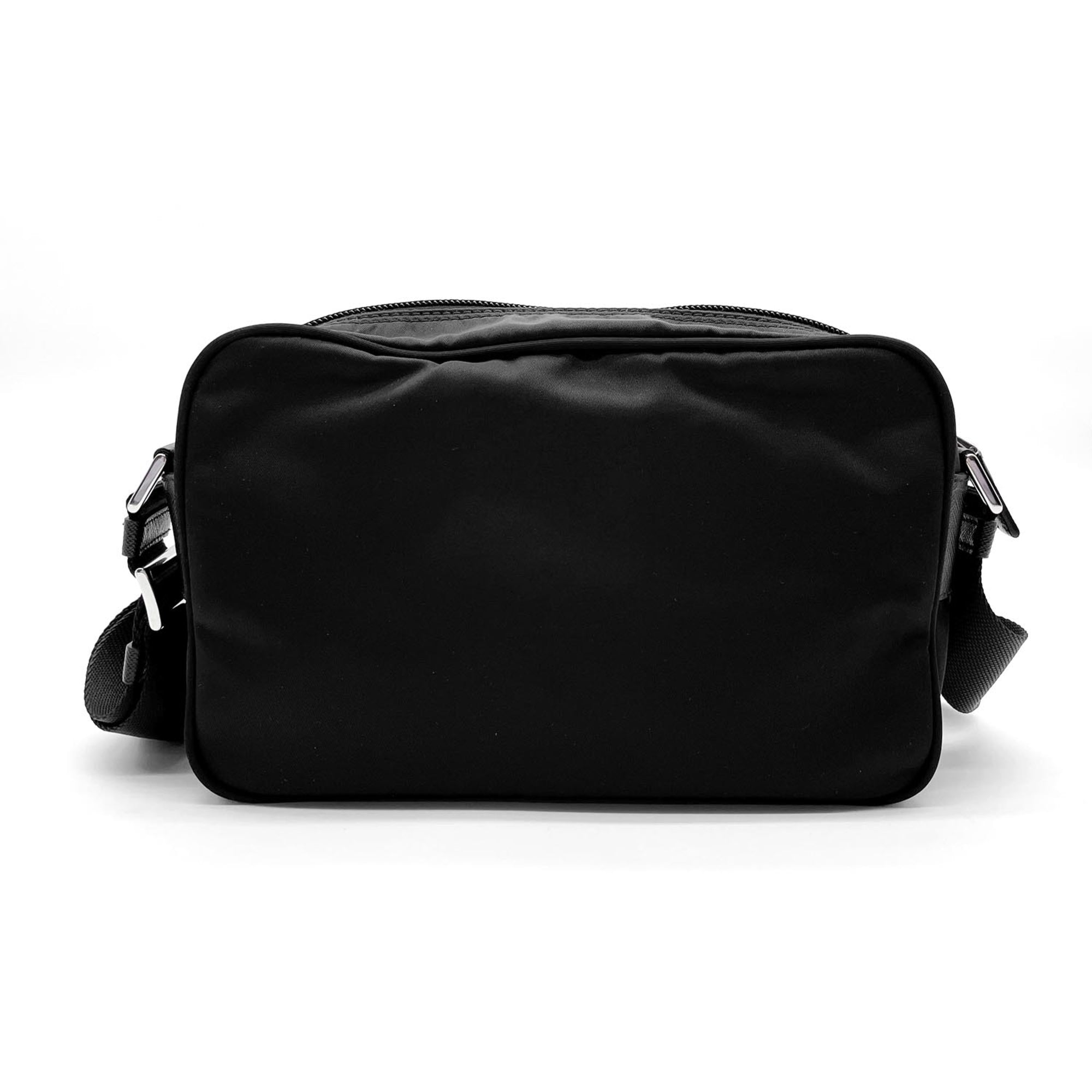 Prada Black Nylon Leather Metal Shoulder Bag (Pre-Owned)