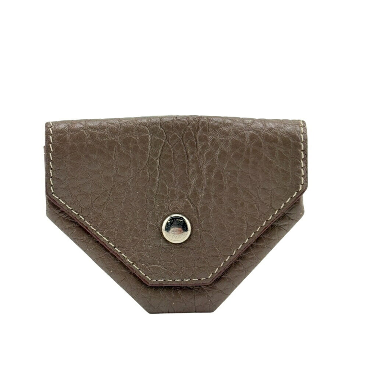 Hermes Gray Leather Coin Purse/Coin Case (Pre-Owned)